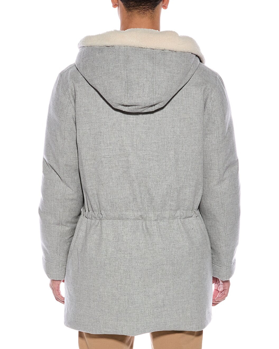 BRUNELLO CUCINELLI MEN'S GRAY HOODED WOOL COAT