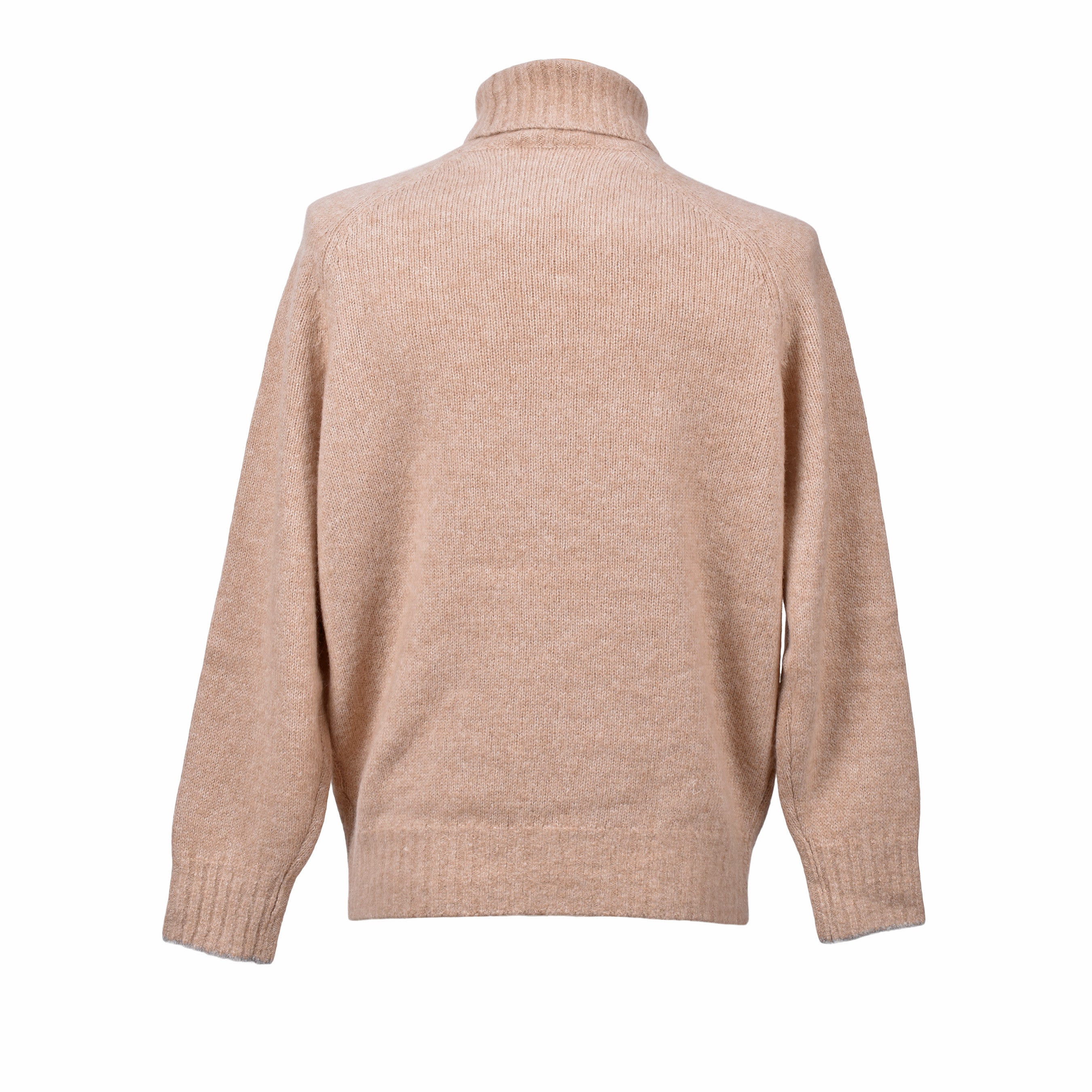 BRUNELLO CUCINELLI MEN'S LIGHT CAMEL WOOL TURTLENECK SWEATER