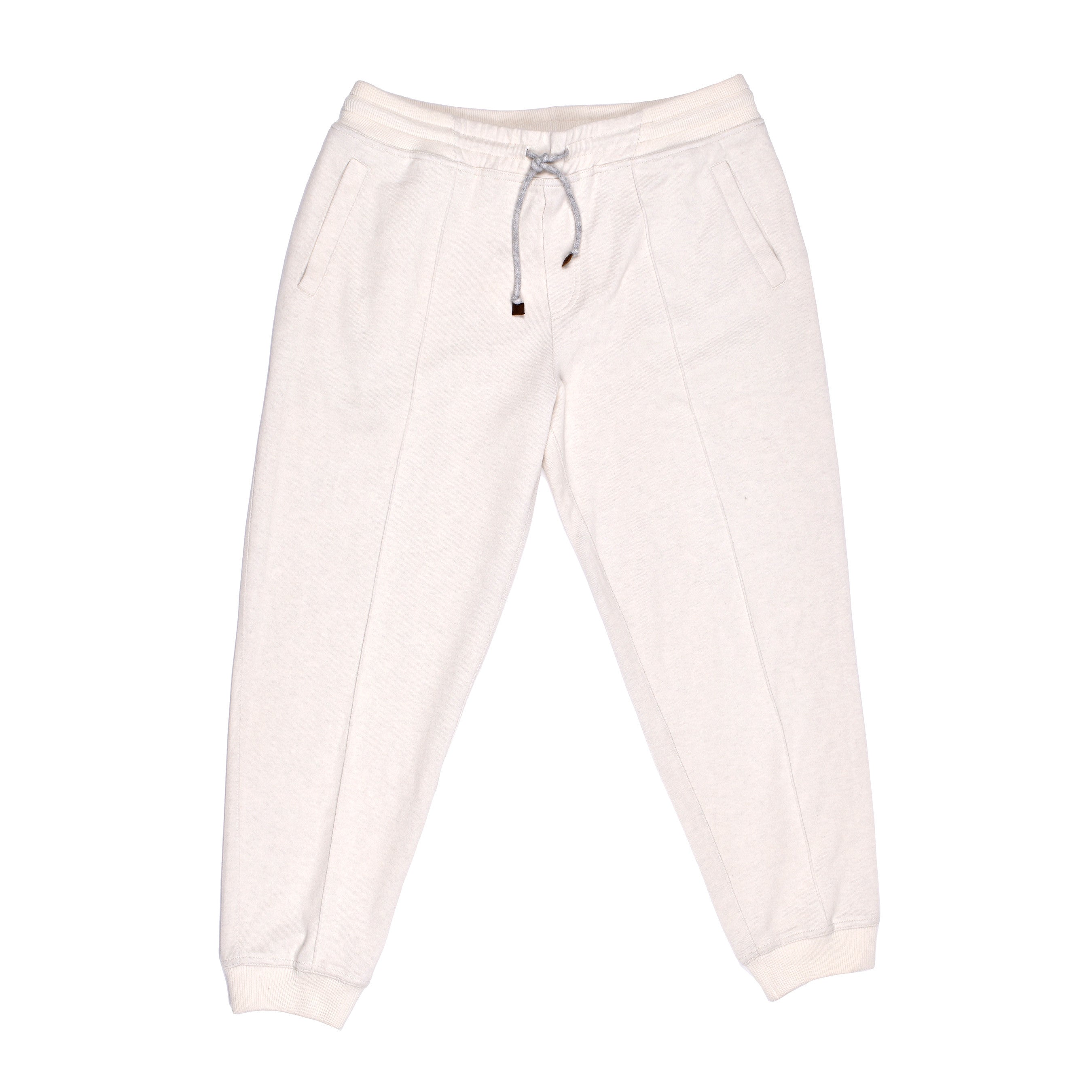 BRUNELLO CUCINELLI MEN'S OFF WHITE CASHMERE DRAWSTRING SWEATPANTS