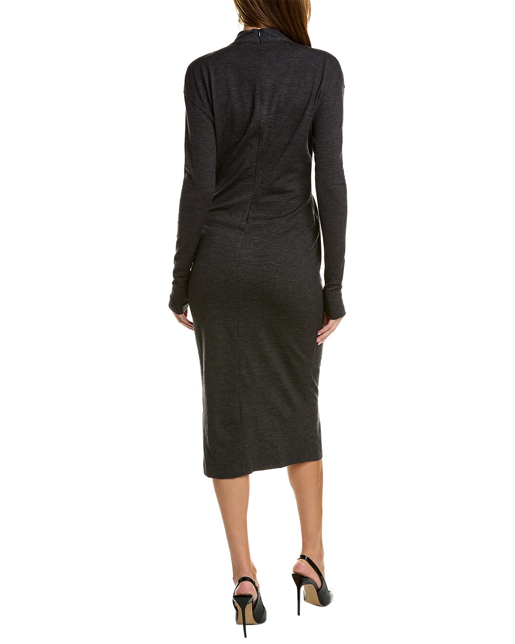 BRUNELLO CUCINELLI WOMEN'S ANTHRACITE WRAP MIDI DRESS