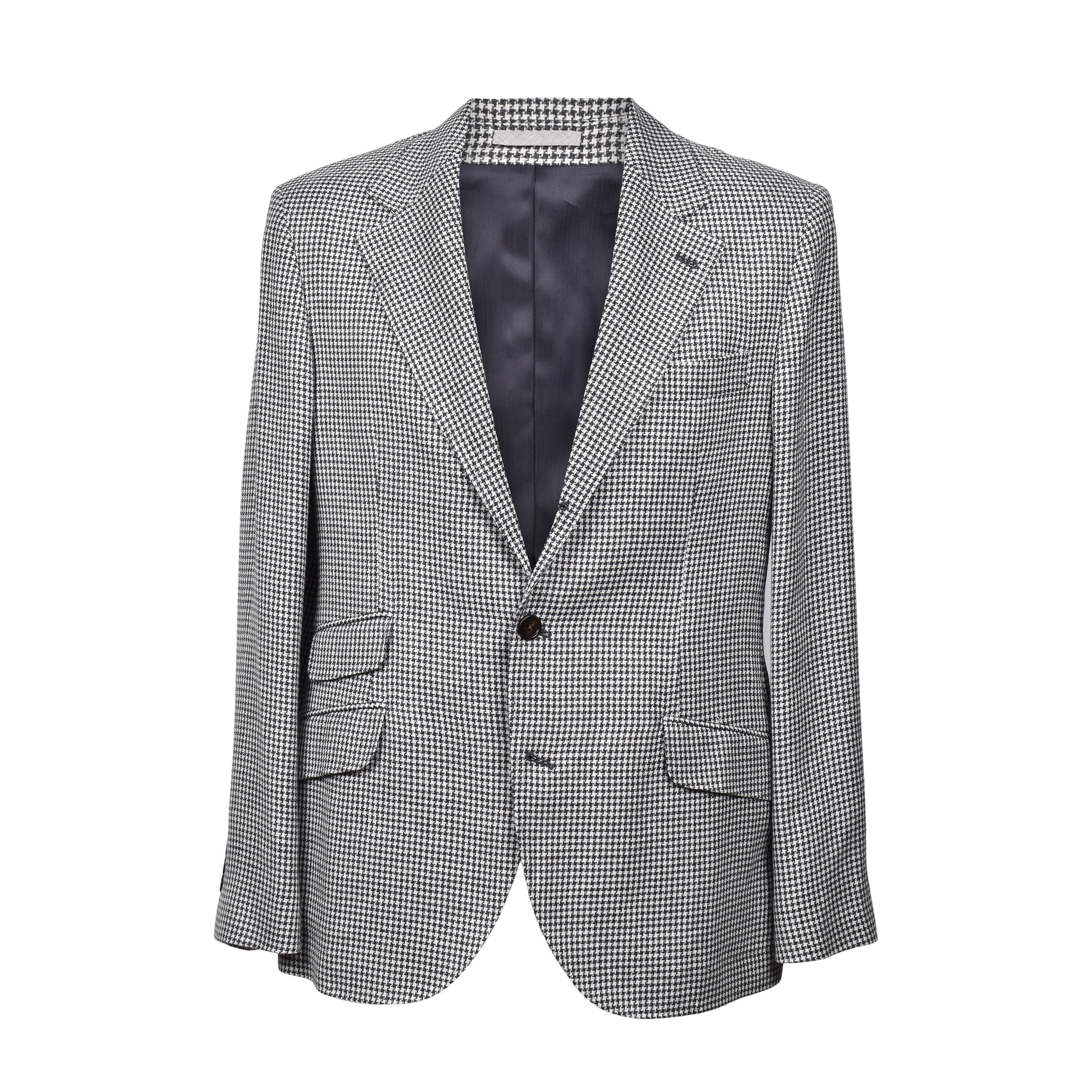 BRUNELLO CUCINELLI MEN'S GRAY WOOL BLEND HOUNDSTOOTH SUIT