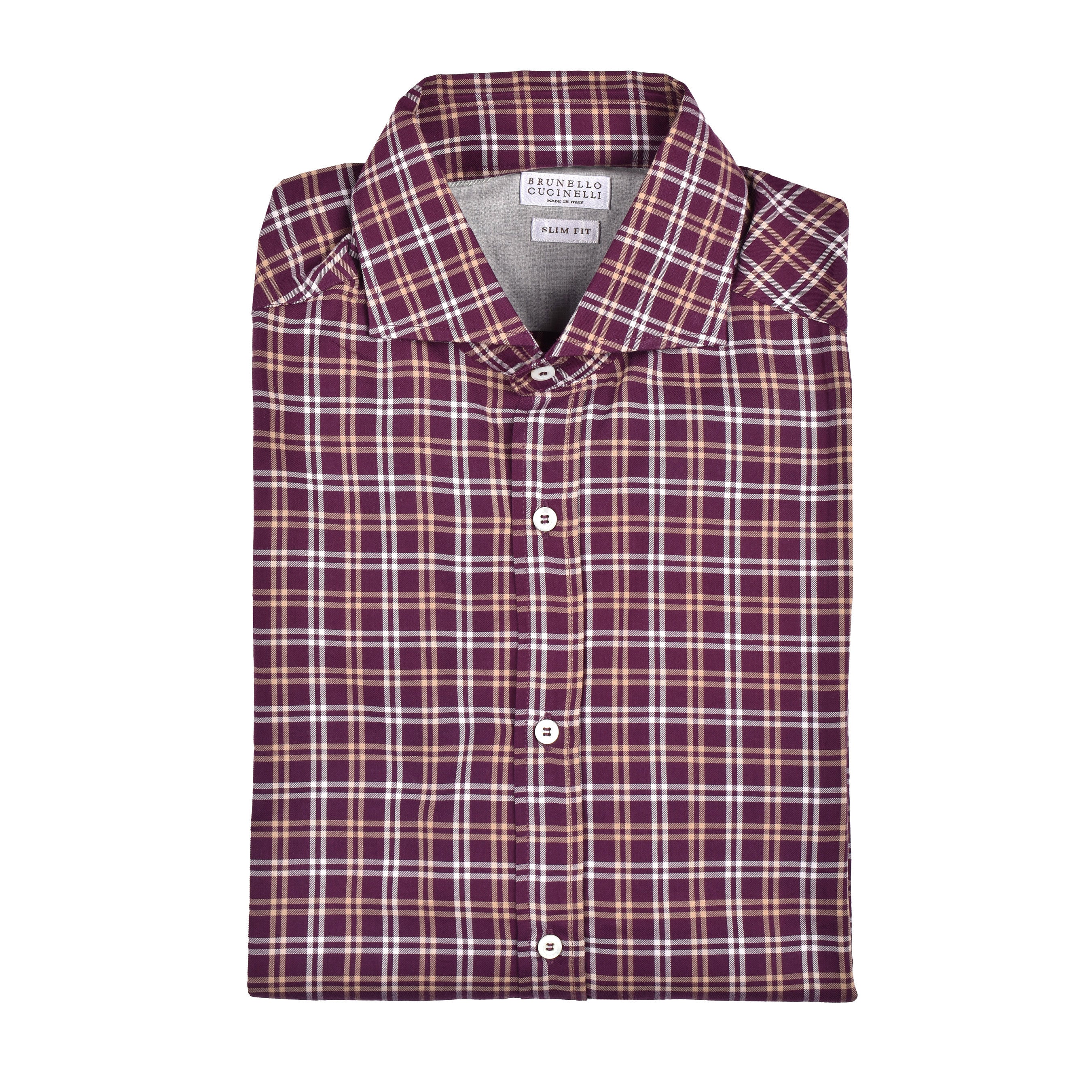 BRUNELLO CUCINELLI MEN'S AMARANTH PLAID BUTTON-UP SHIRT