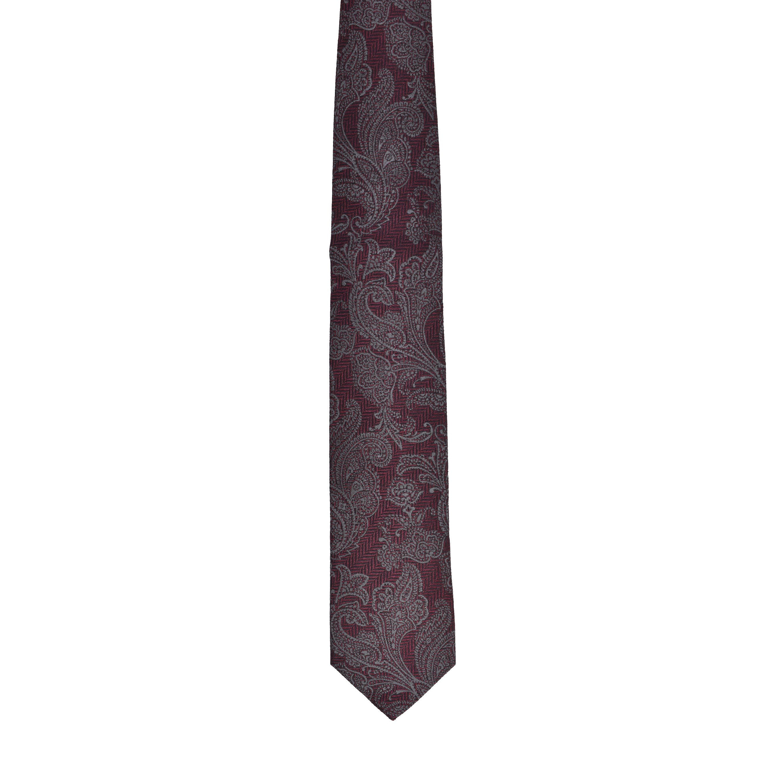 BRUNELLO CUCINELLI MEN'S GREY SILK BLEND PAISLEY TIE