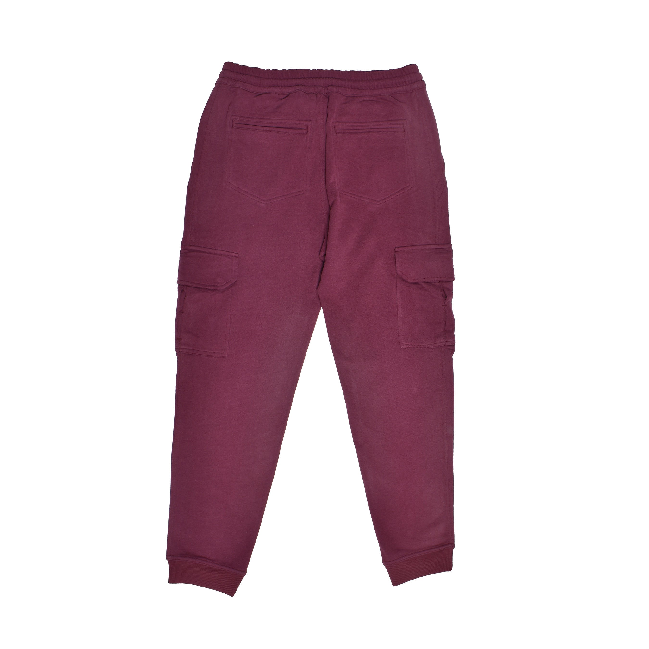 BRUNELLO CUCINELLI MEN'S BURGUNDY COTTON CARGO TROUSERS
