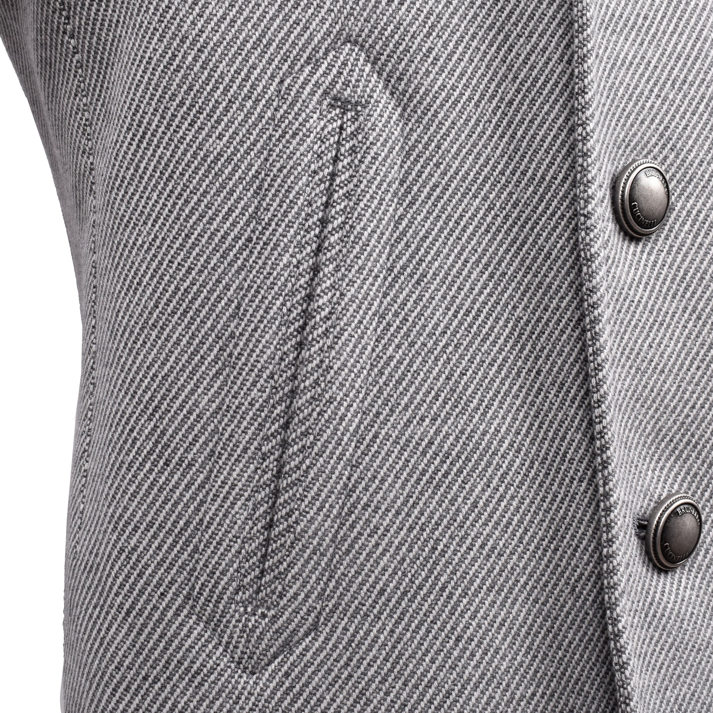 BRUNELLO CUCINELLI MEN'S GRAY CASHMERE BLEND PEA COAT