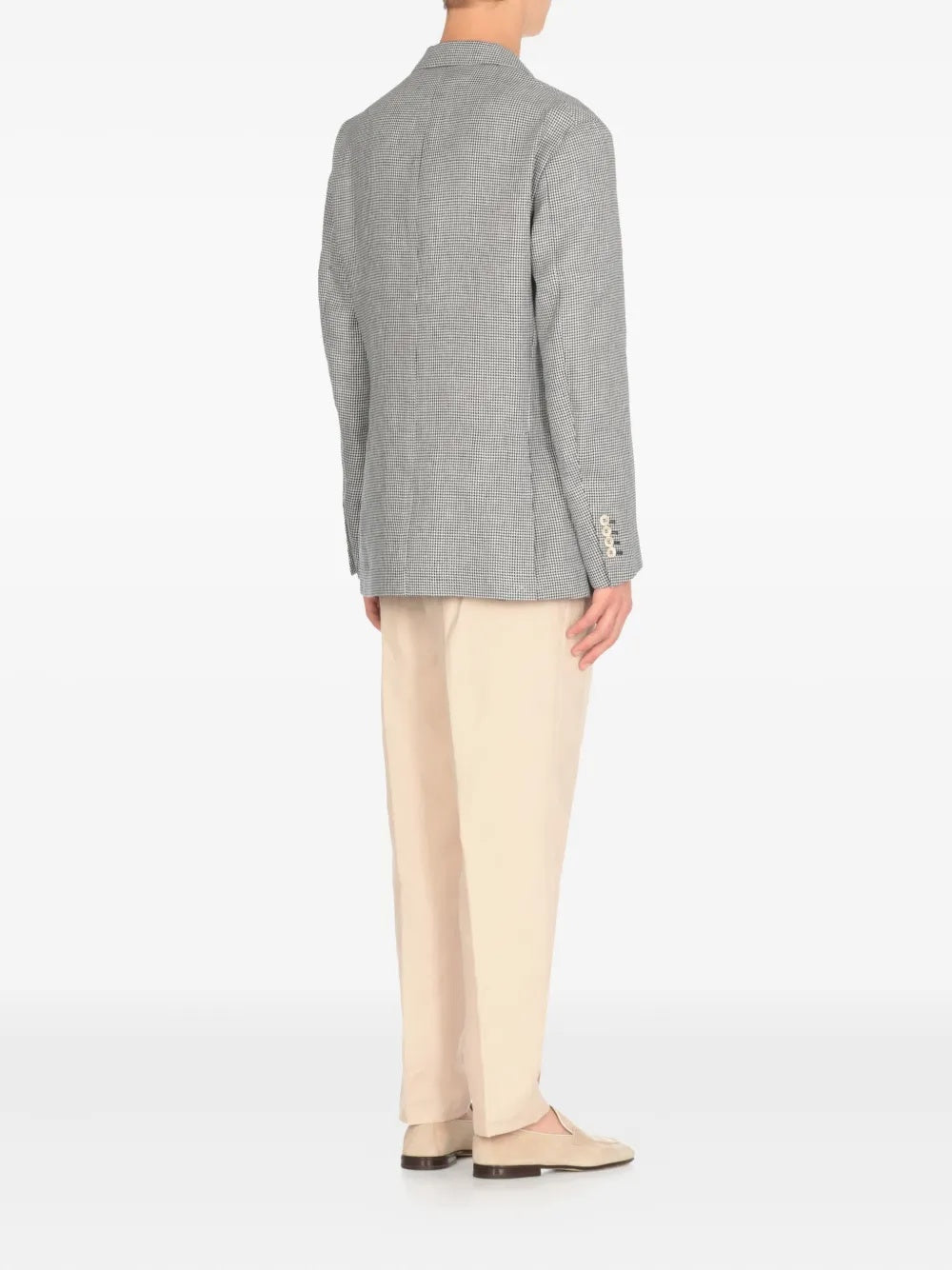 BRUNELLO CUCINELLI MEN'S GRAY CHECKERED DECONSTRUCTED BLAZER