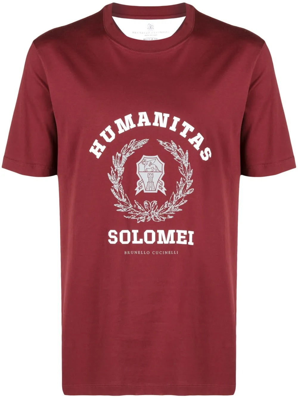 BRUNELLO CUCINELLI MEN'S MAROON GRAPHIC PRINT T-SHIRT