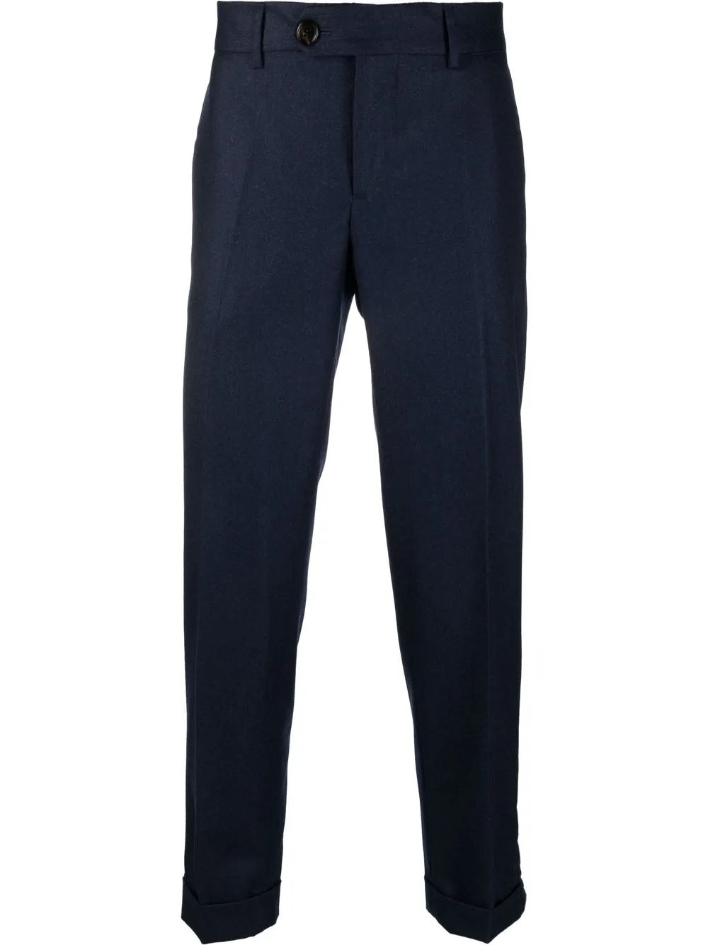 BRUNELLO CUCINELLI MEN'S NAVY TAILORED TROUSERS WITH CUFFS