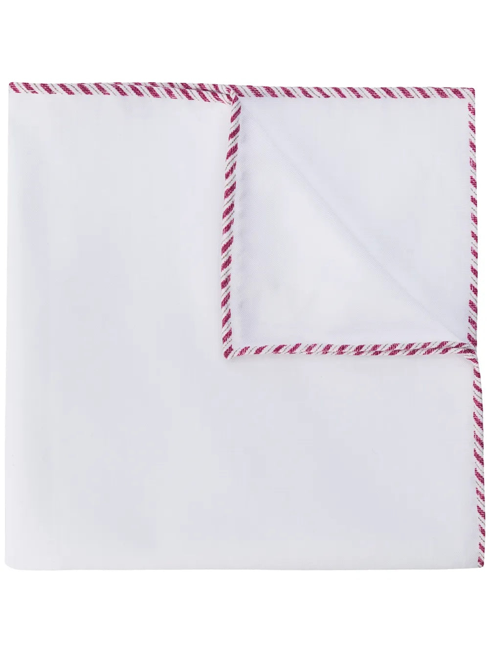 BRUNELLO CUCINELLI MEN'S WHITE POCKET SQUARE WITH STRIPED TRIM