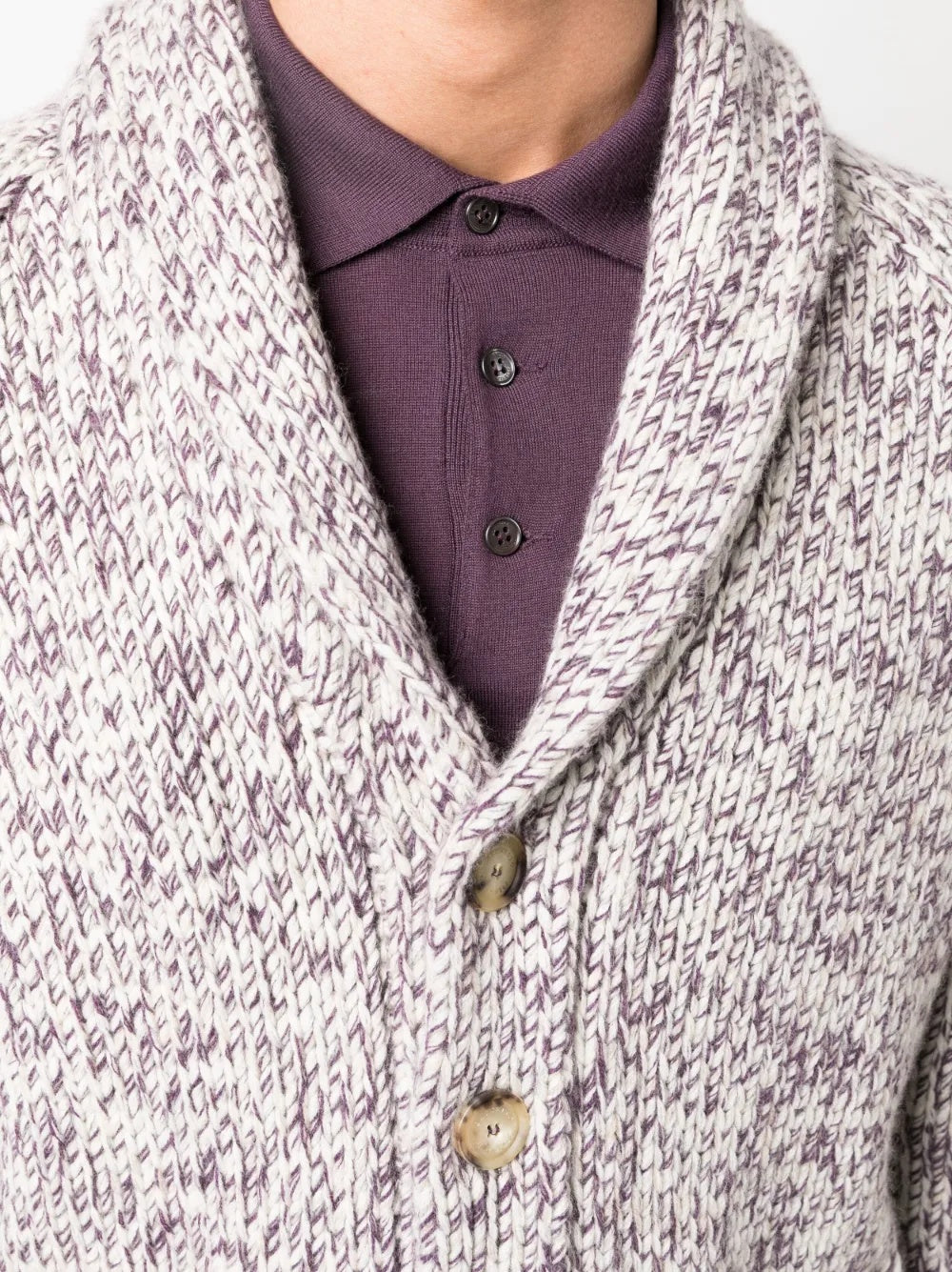 BRUNELLO CUCINELLI MEN'S MARLED SHAWL COLLAR KNIT CARDIGAN