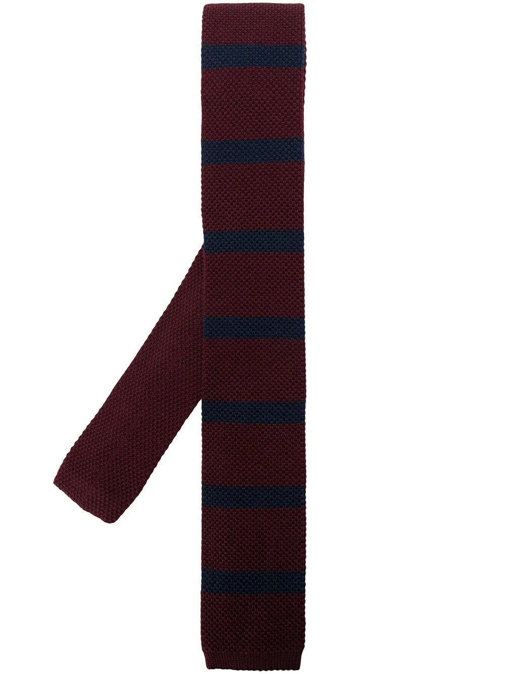 BRUNELLO CUCINELLI MEN'S BURGUNDY STRIPED KNIT TIE