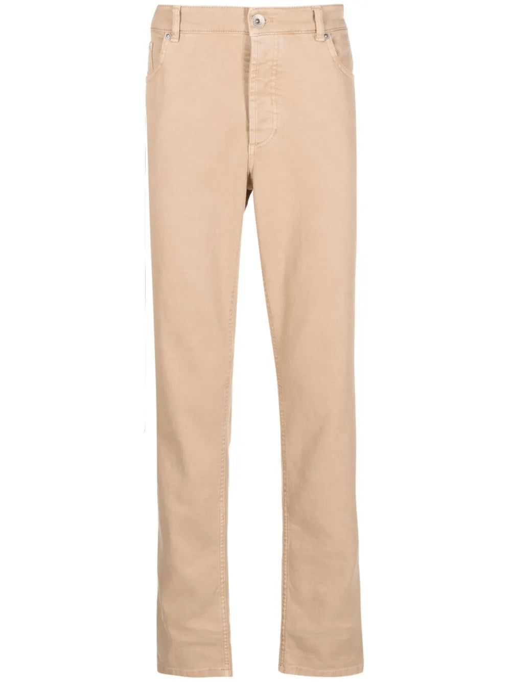 BRUNELLO CUCINELLI MEN'S BEIGE STRAIGHT-LEG TROUSERS