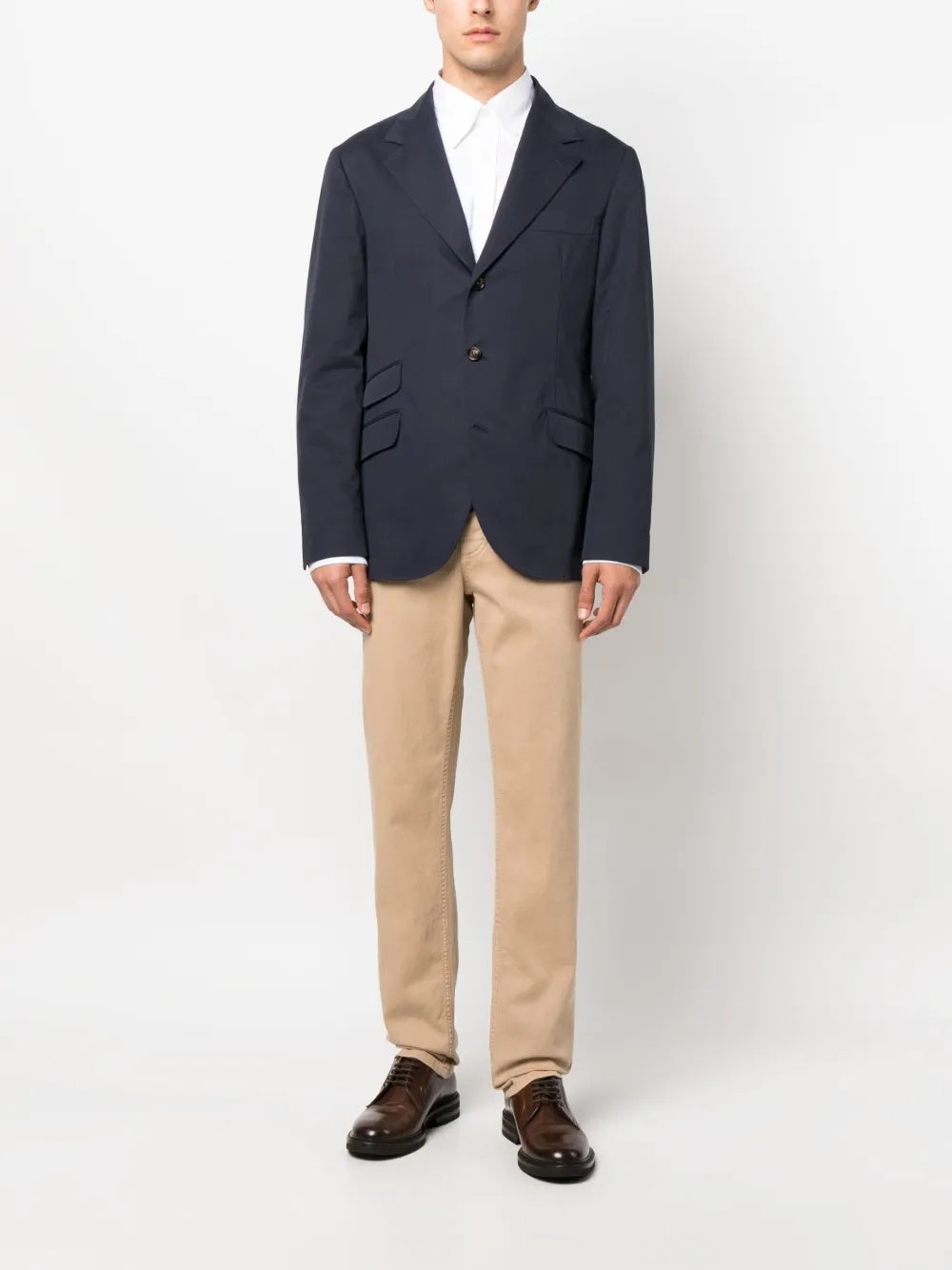 BRUNELLO CUCINELLI MEN'S BEIGE STRAIGHT-LEG TROUSERS