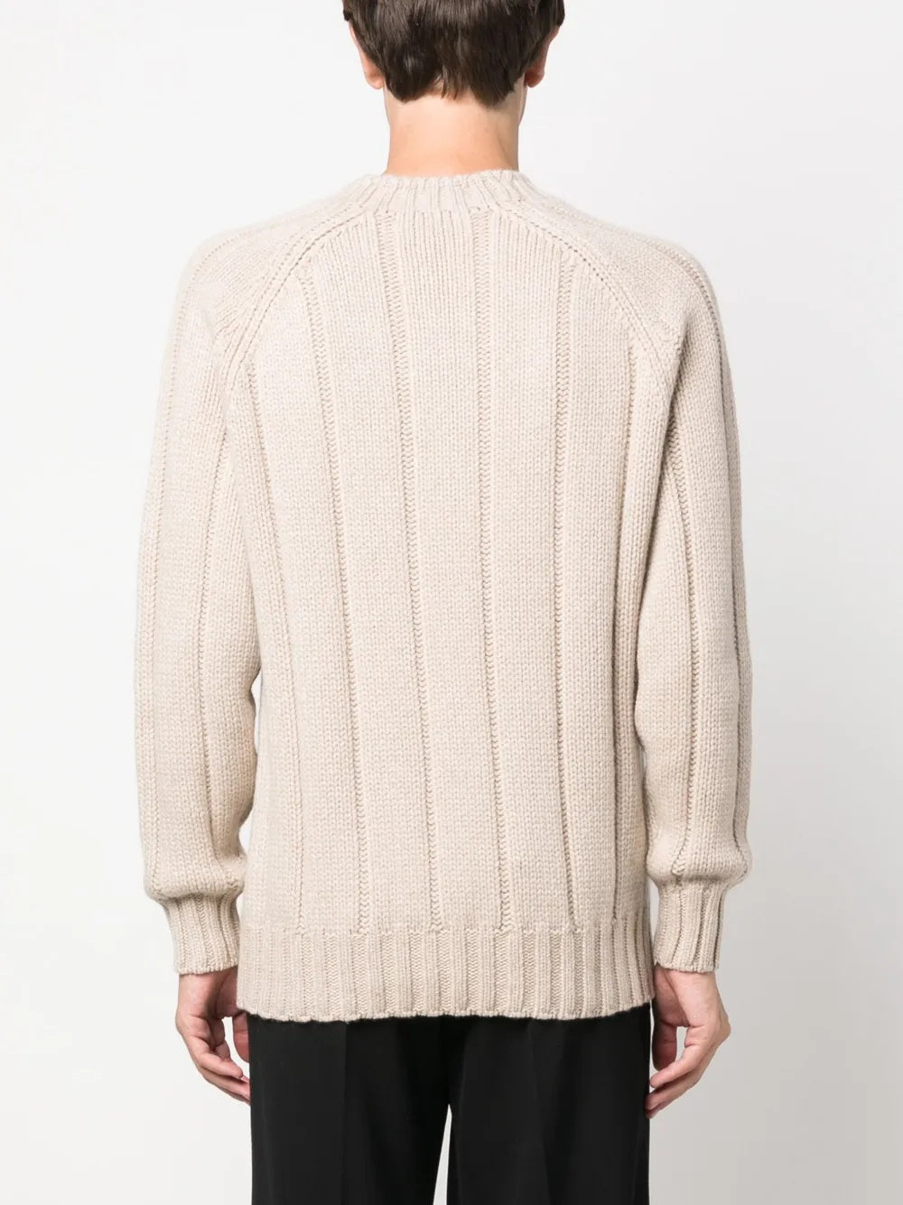 BRUNELLO CUCINELLI MEN'S CREAM RIBBED KNIT SWEATER