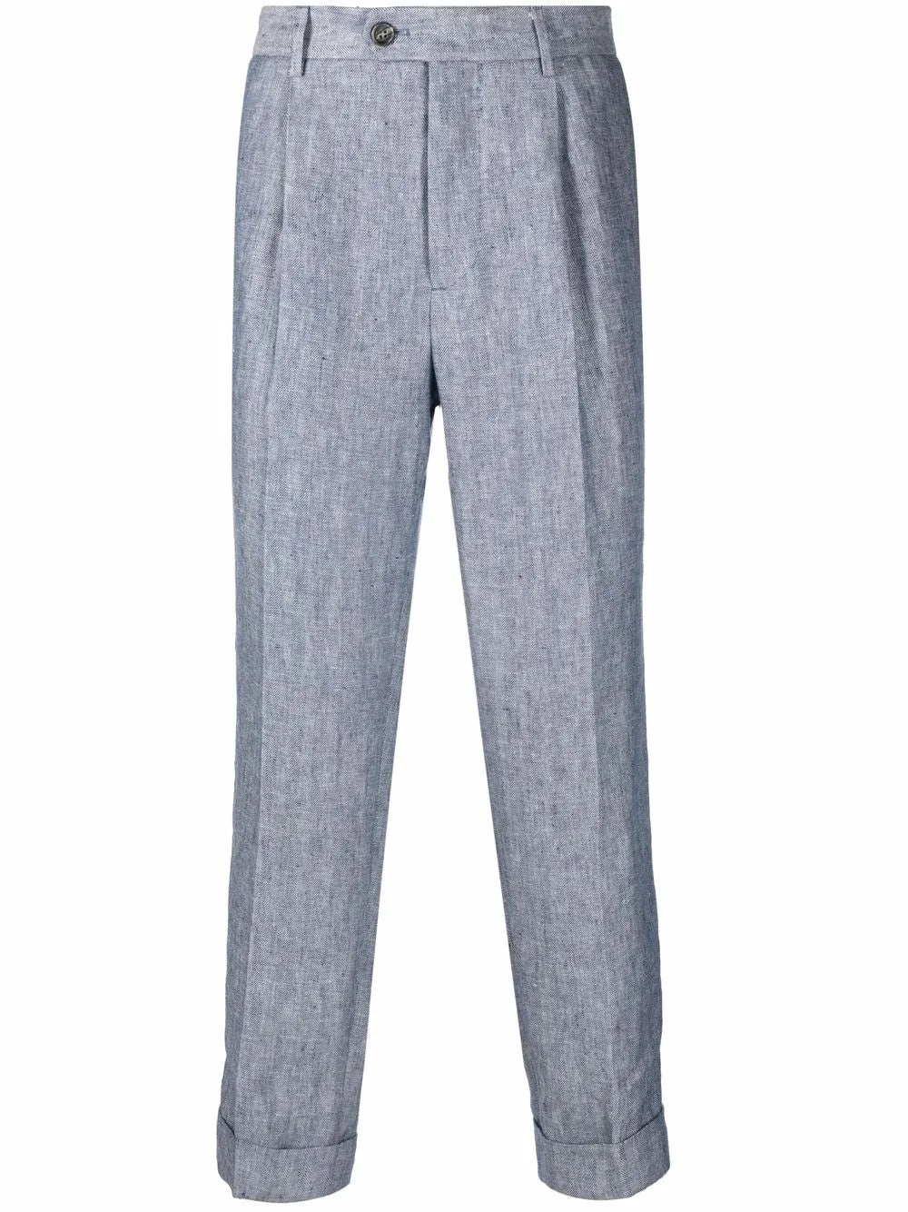 BRUNELLO CUCINELLI MEN'S LIGHT GRAY PLEATED TROUSERS WITH CUFFS