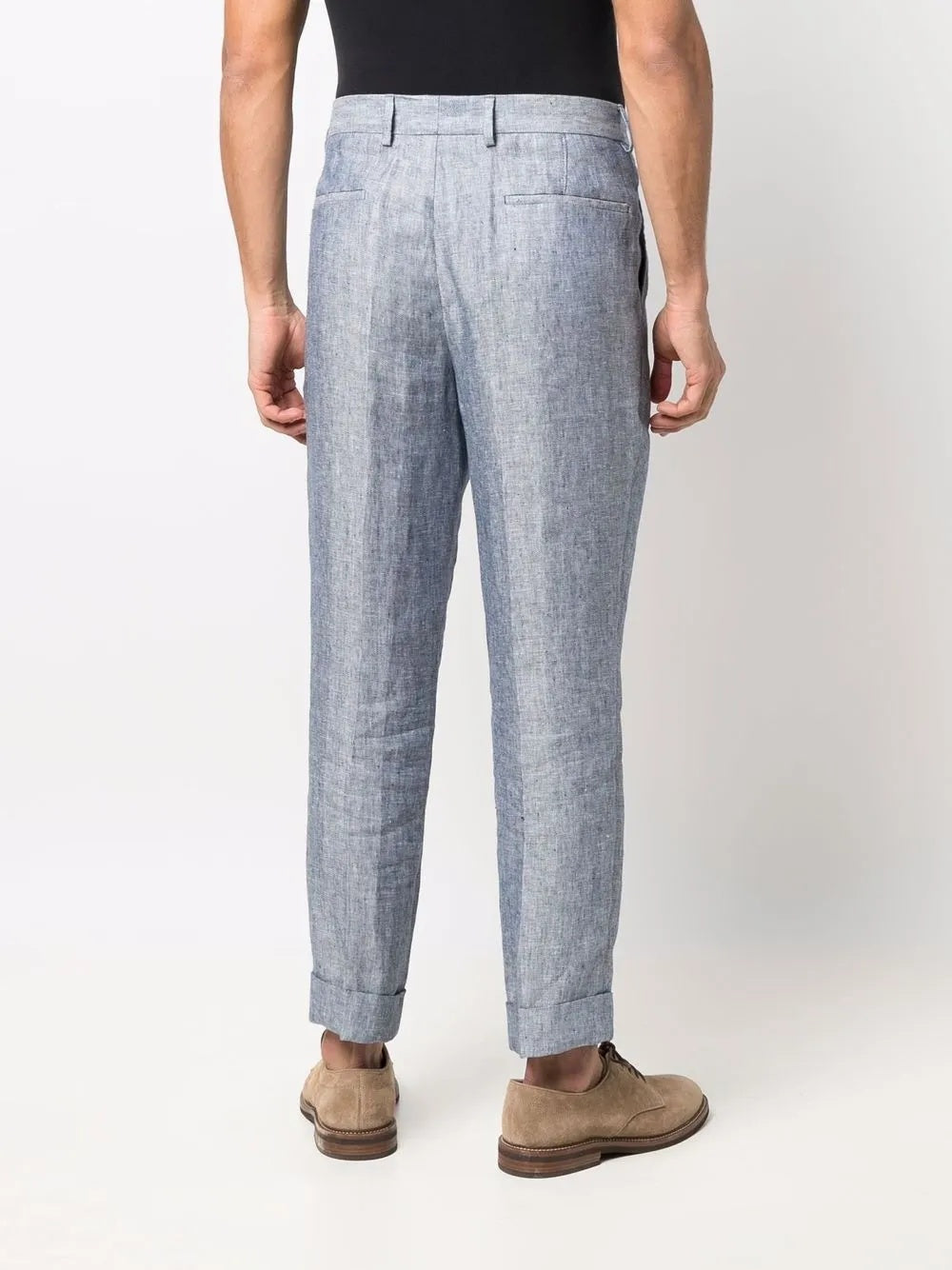 BRUNELLO CUCINELLI MEN'S LIGHT GRAY PLEATED TROUSERS WITH CUFFS