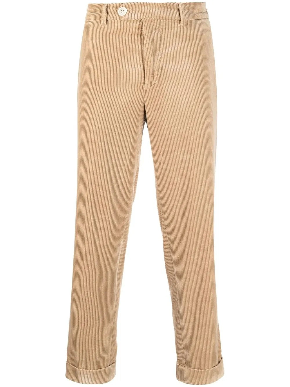 BRUNELLO CUCINELLI MEN'S BEIGE CORDUROY STRAIGHT-LEG TROUSERS