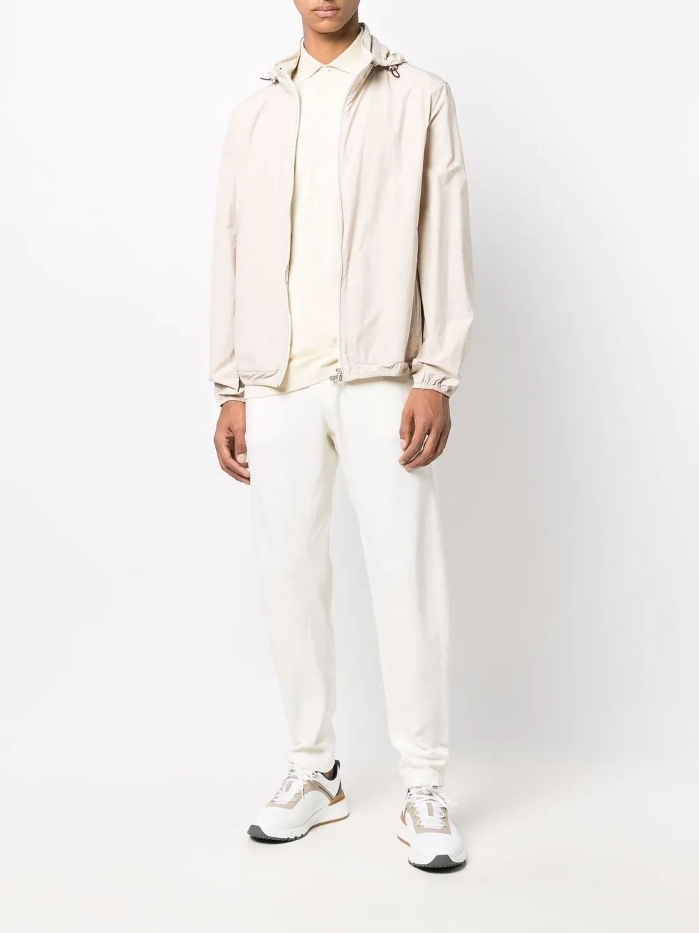 BRUNELLO CUCINELLI MEN'S OFF-WHITE DRAWSTRING CASUAL TROUSERS