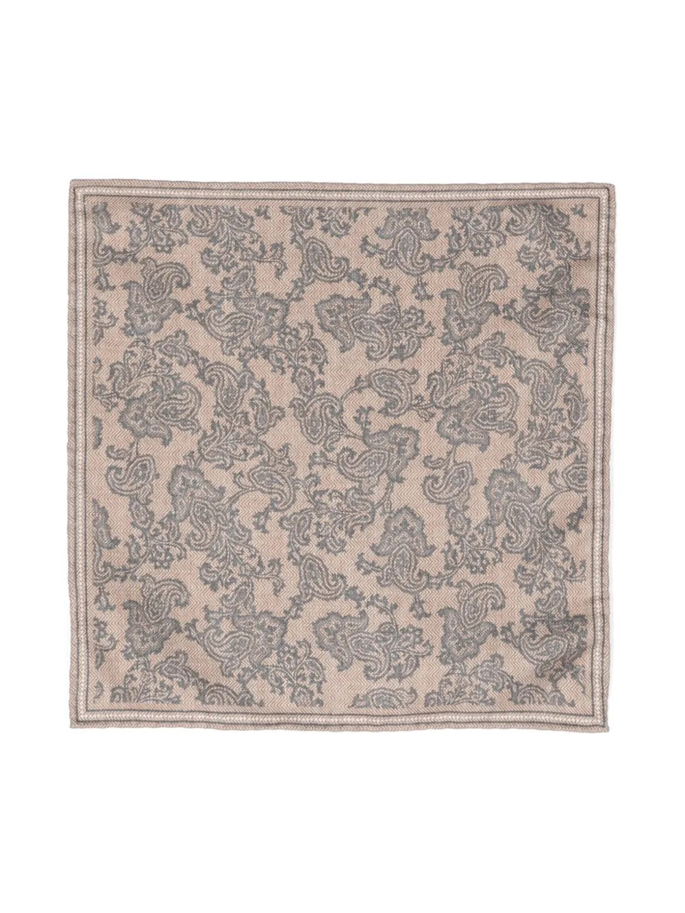 BRUNELLO CUCINELLI MEN'S BEIGE PAISLEY PATTERNED POCKETSQUARE