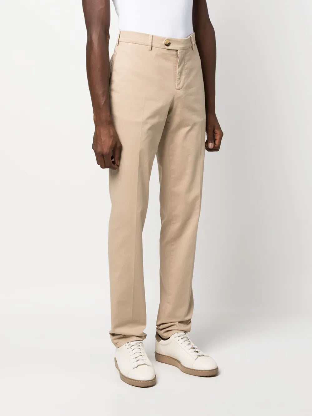 BRUNELLO CUCINELLI MEN'S BEIGE STRAIGHT-LEG TROUSERS