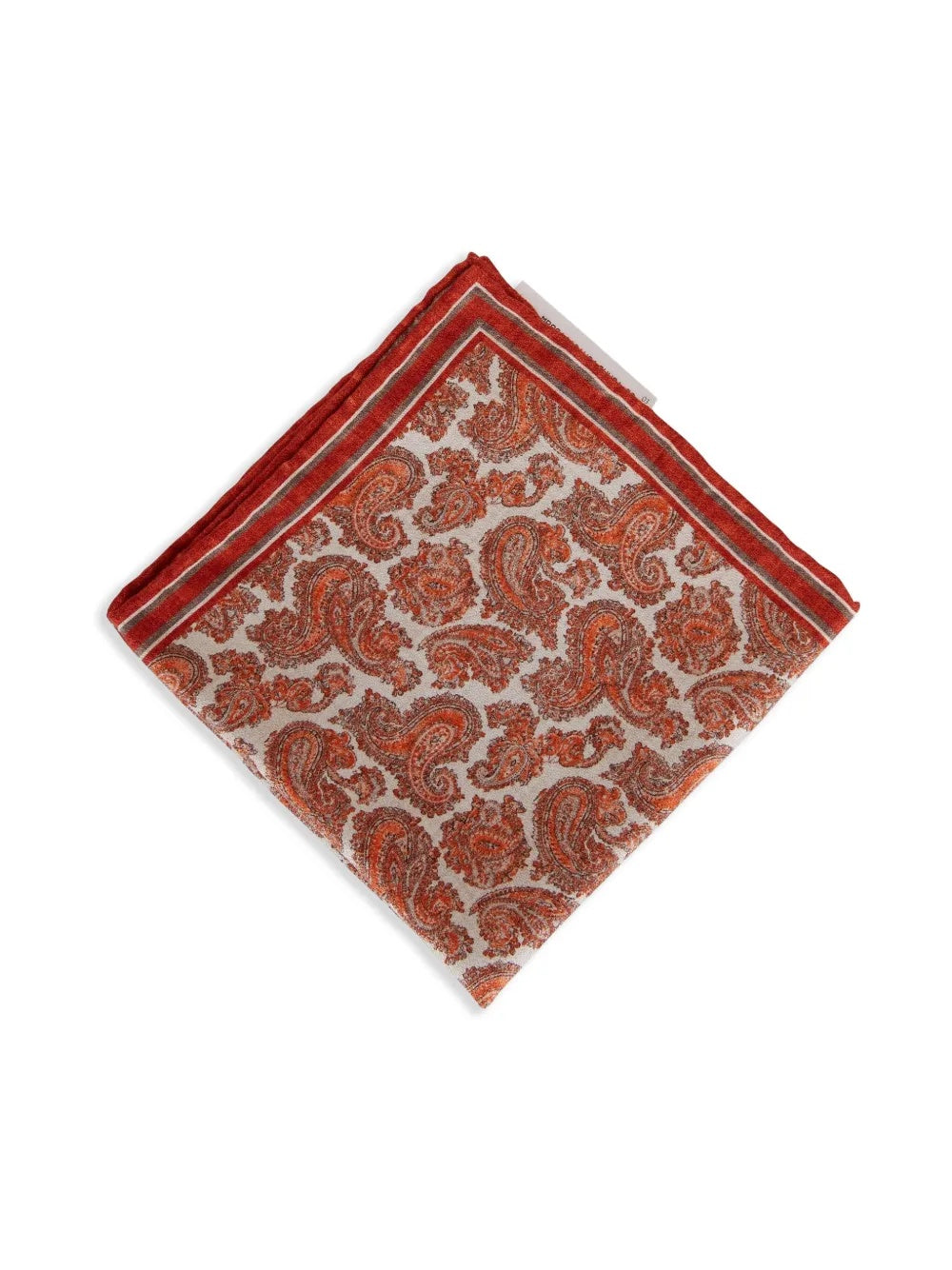 BRUNELLO CUCINELLI MEN'S PAPAYA BROWN PAISLEY POCKETSQUARE