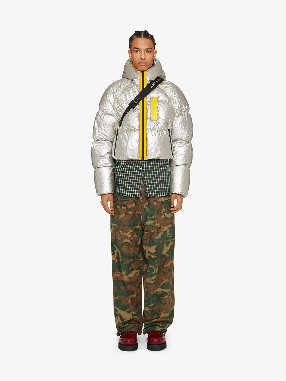 GIVENCHY MEN'S FLUO YELLOW SHORT PUFFER JACKET