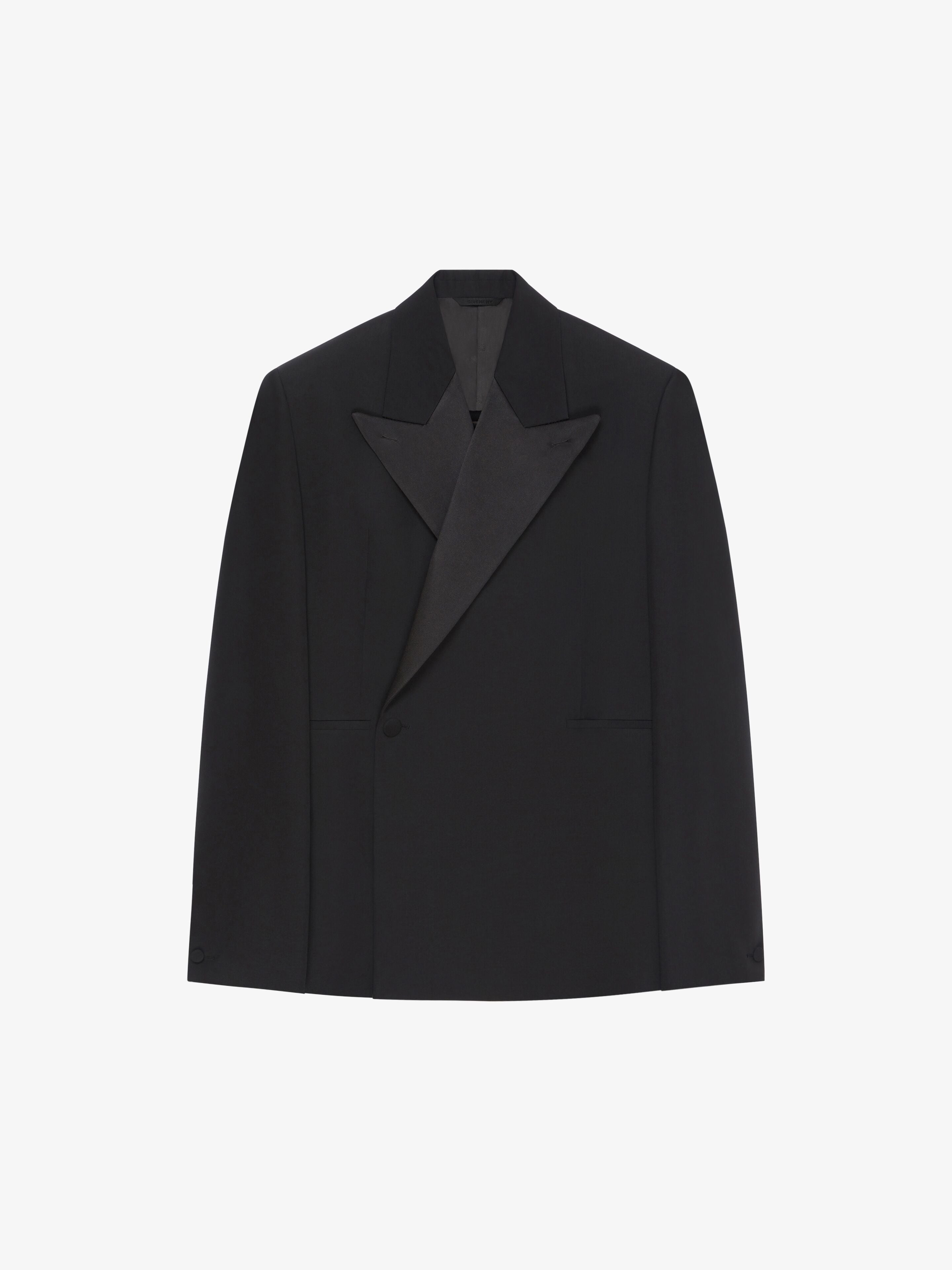 GIVENCHY MEN'S BLACK OVERSIZED JACKET WITH SATIN LAPEL