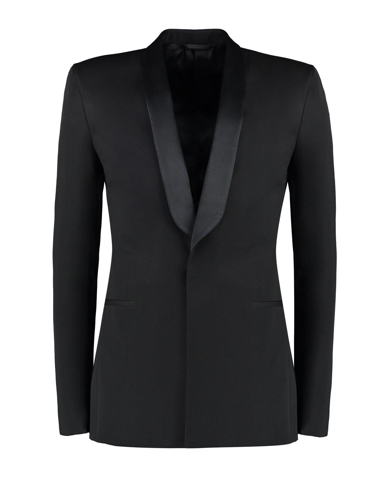 GIVENCHY MEN'S BLACK SHAWL LAPEL FITTED JACKET
