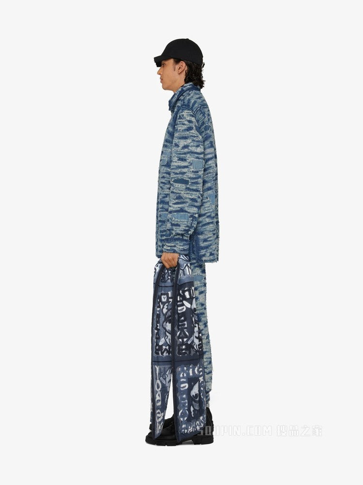 GIVENCHY MEN'S MEDIUM BLUE PATTERNED TROUSERS