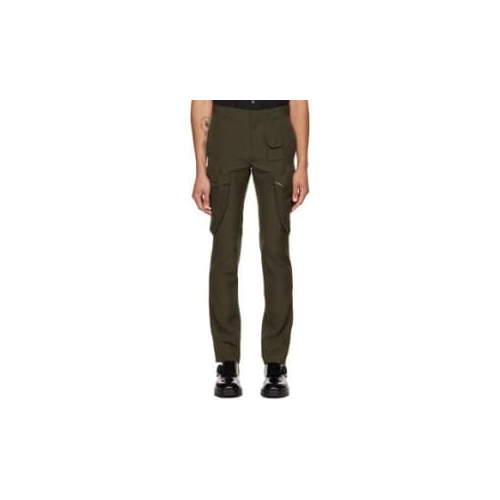 GIVENCHY MEN'S MILITARY GREEN SLIM TROUSERS WITH SIDE POCKETS