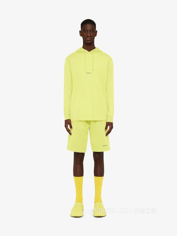 GIVENCHY MEN'S ACID YELLOW HOODED LONG-SLEEVE SHIRT