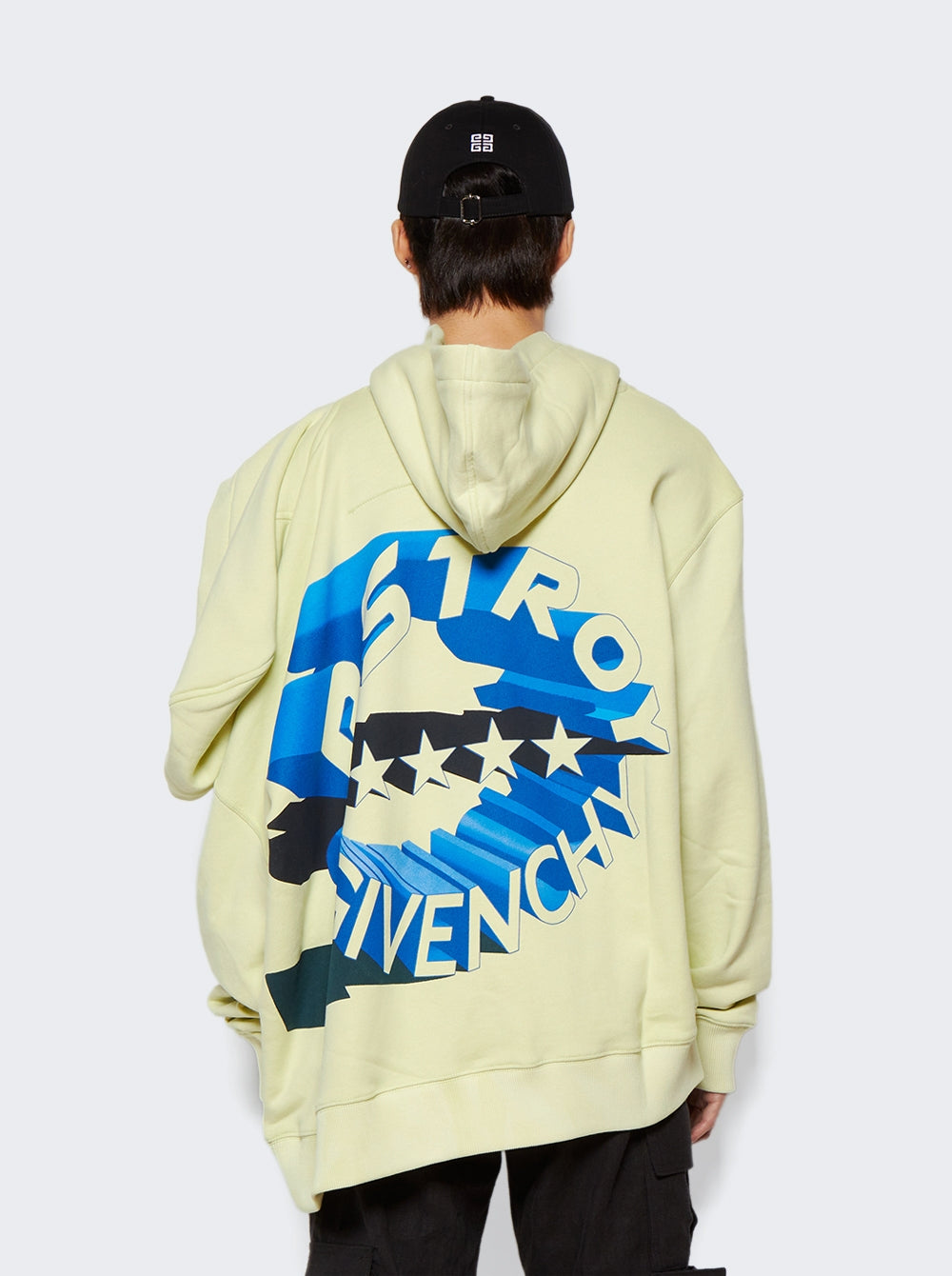 GIVENCHY MEN'S CITRUS GREEN DOUBLE HOOD SWEATSHIRT