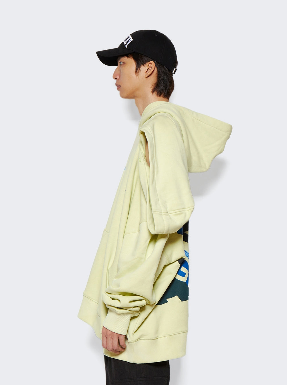 GIVENCHY MEN'S CITRUS GREEN DOUBLE HOOD SWEATSHIRT