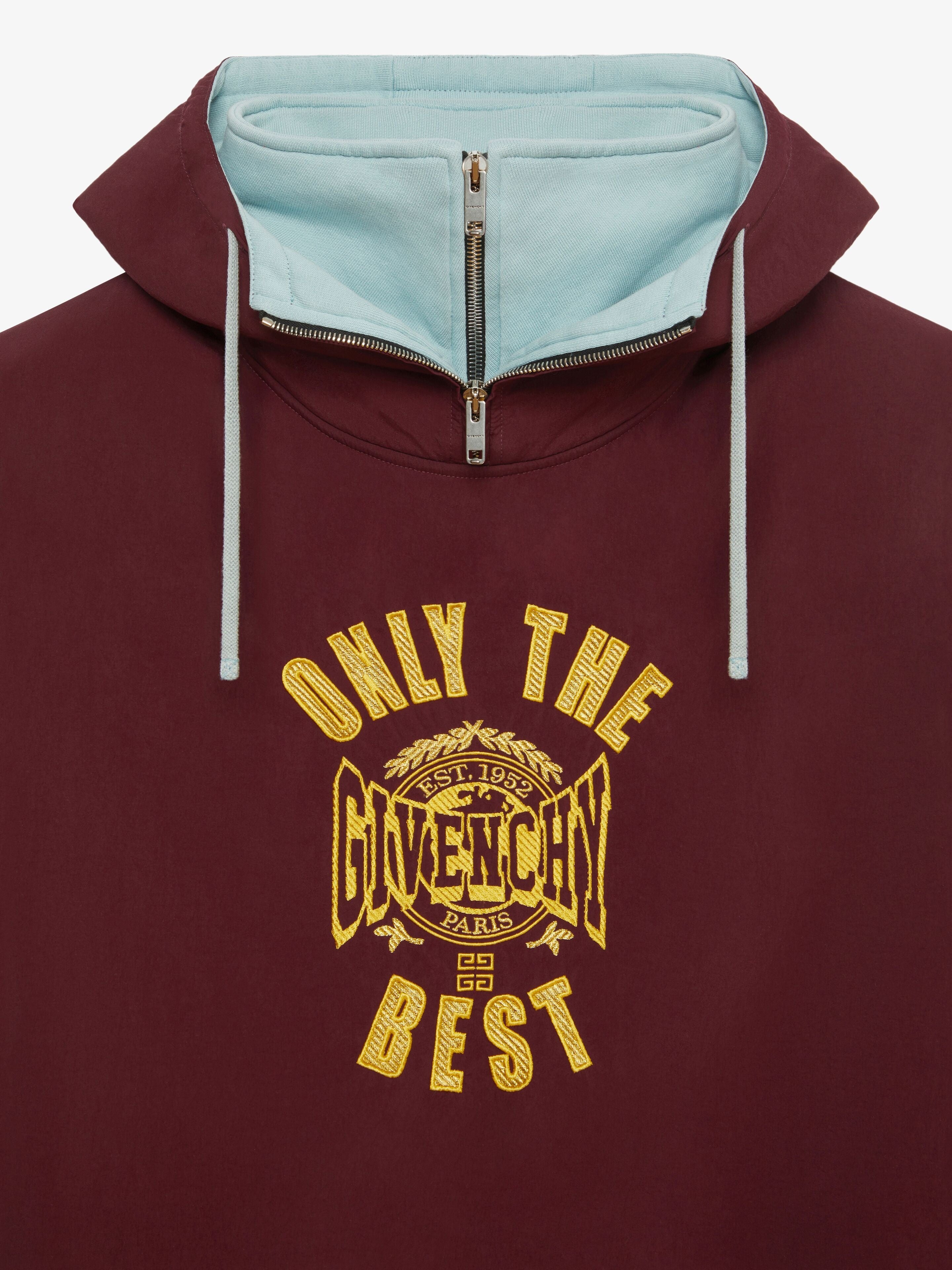 GIVENCHY MEN'S AUBERGINE ZIPPED HOODED SWEATSHIRT