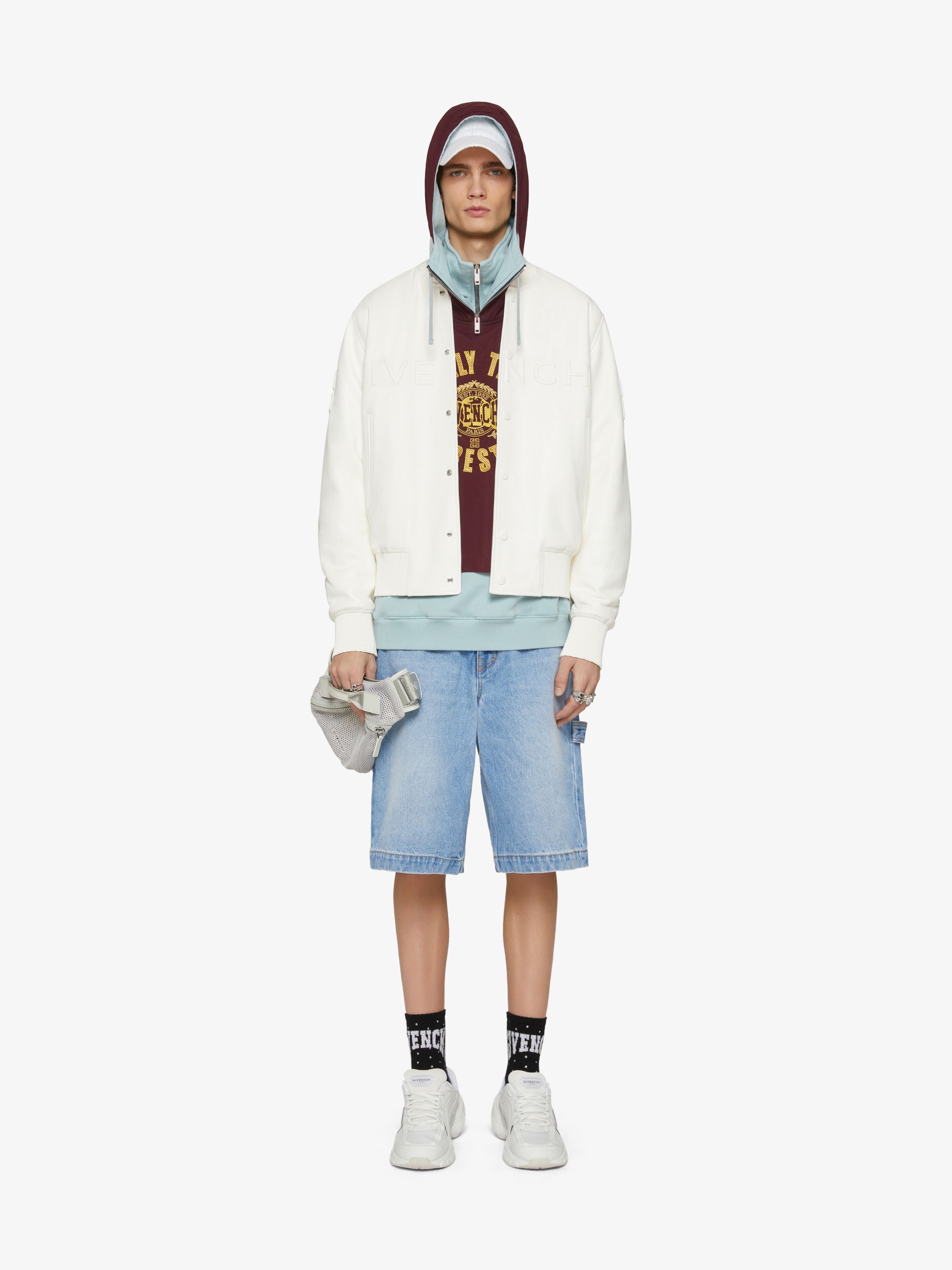 GIVENCHY MEN'S AUBERGINE ZIPPED HOODED SWEATSHIRT