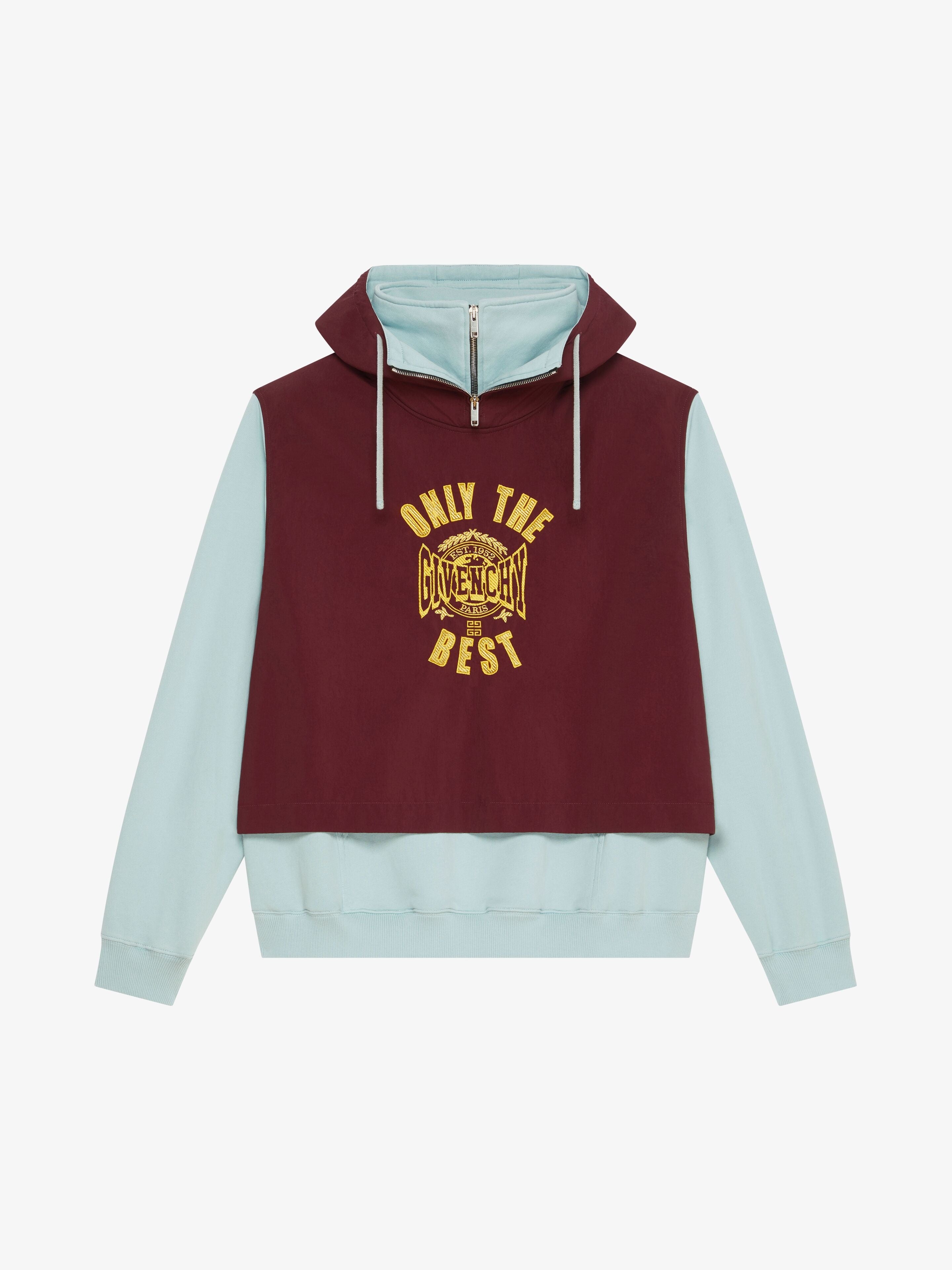 GIVENCHY MEN'S AUBERGINE ZIPPED HOODED SWEATSHIRT