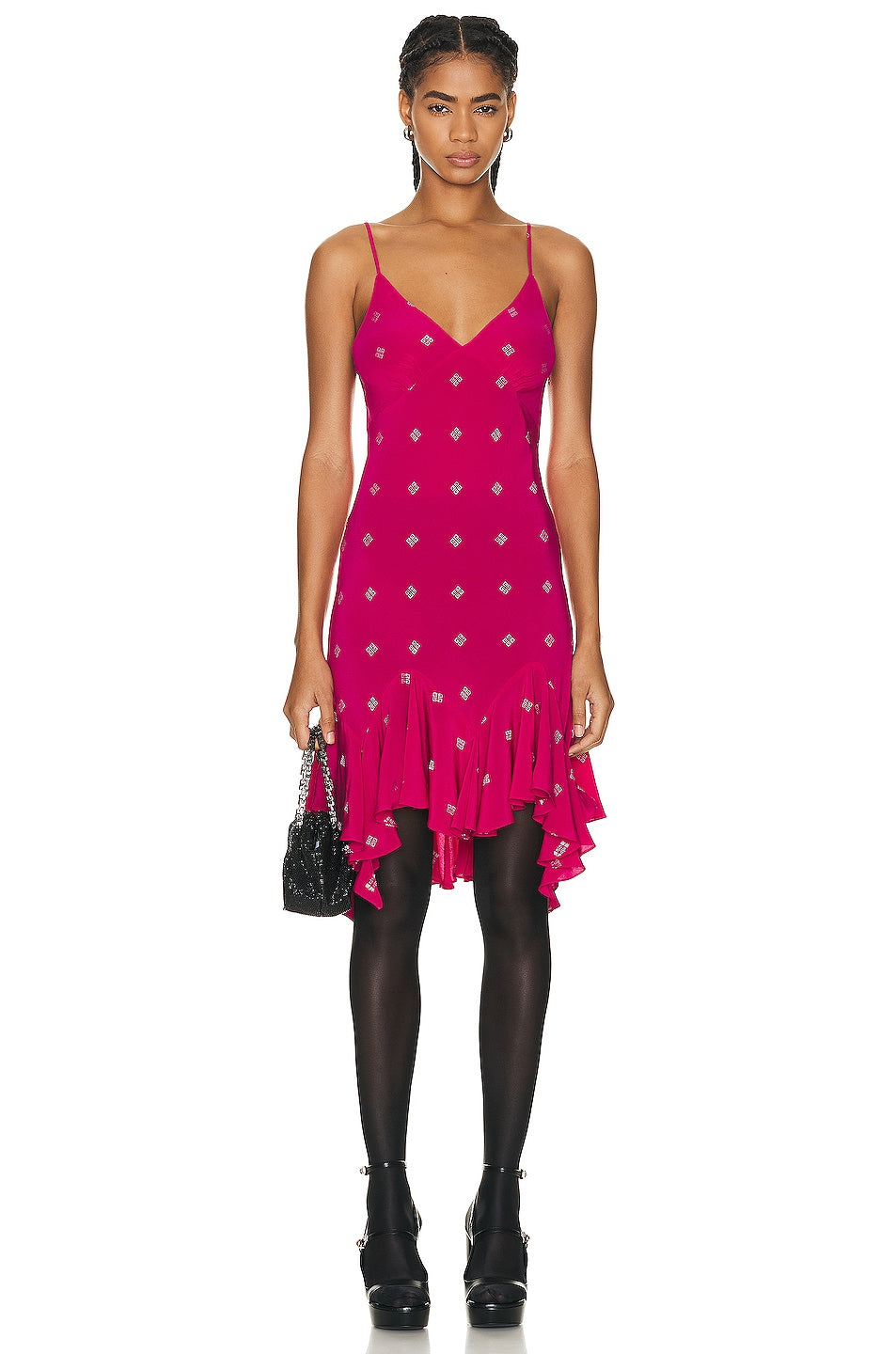 GIVENCHY WOMEN'S FUCHSIA FLUID DRESS WITH RUFFLED HEM