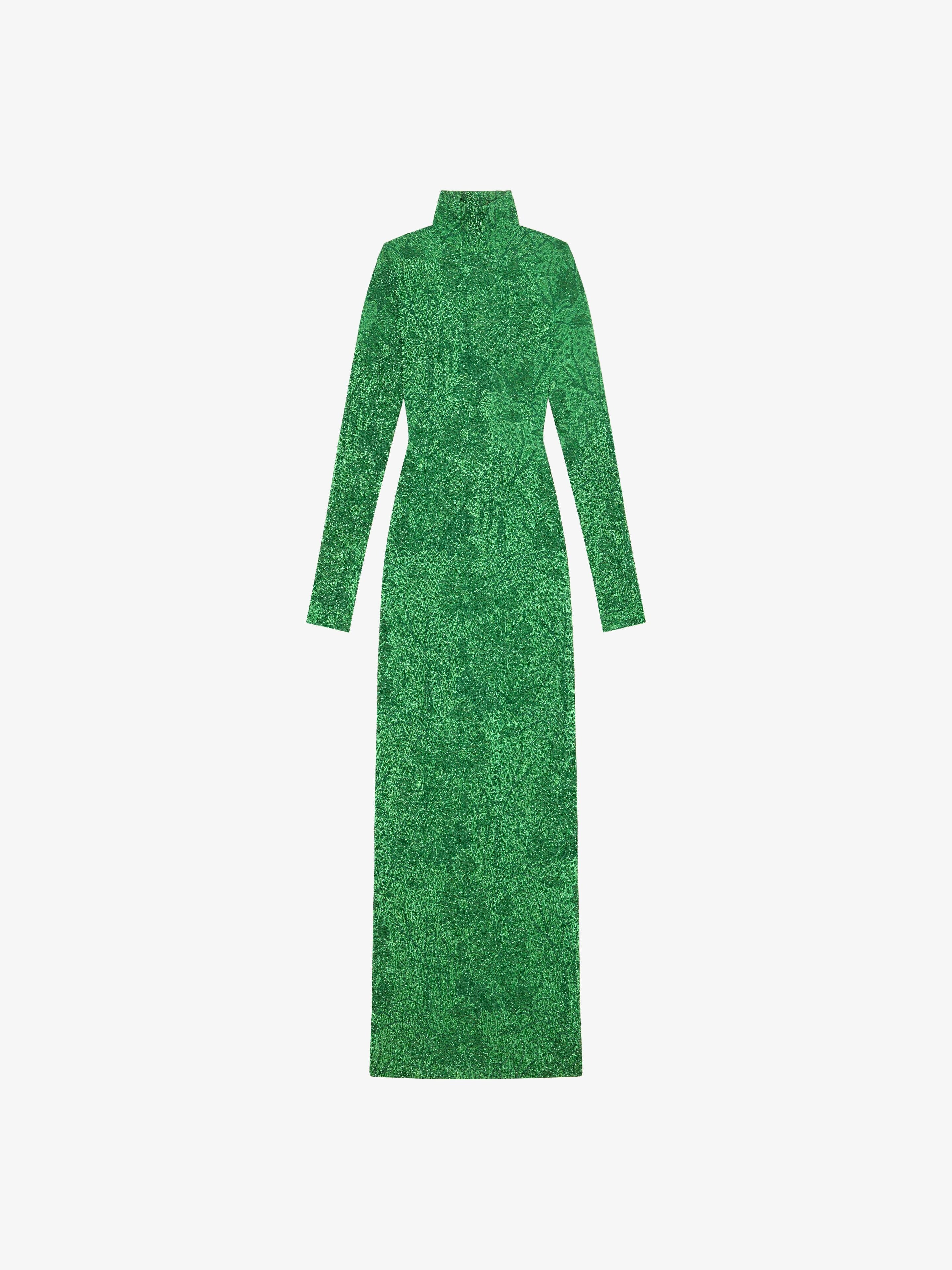 GIVENCHY WOMEN'S ABSYNTHE GREEN OPEN BACK TURTLENECK DRESS