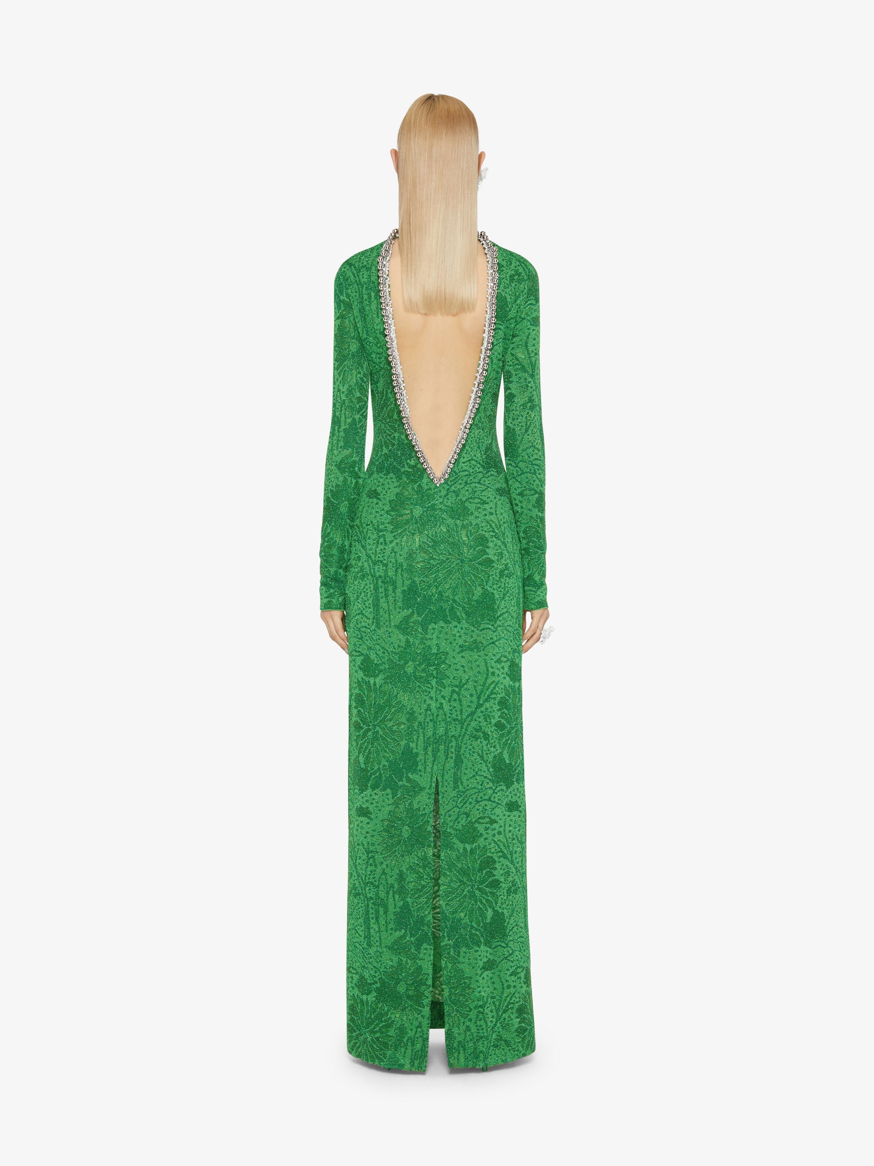 GIVENCHY WOMEN'S ABSYNTHE GREEN OPEN BACK TURTLENECK DRESS