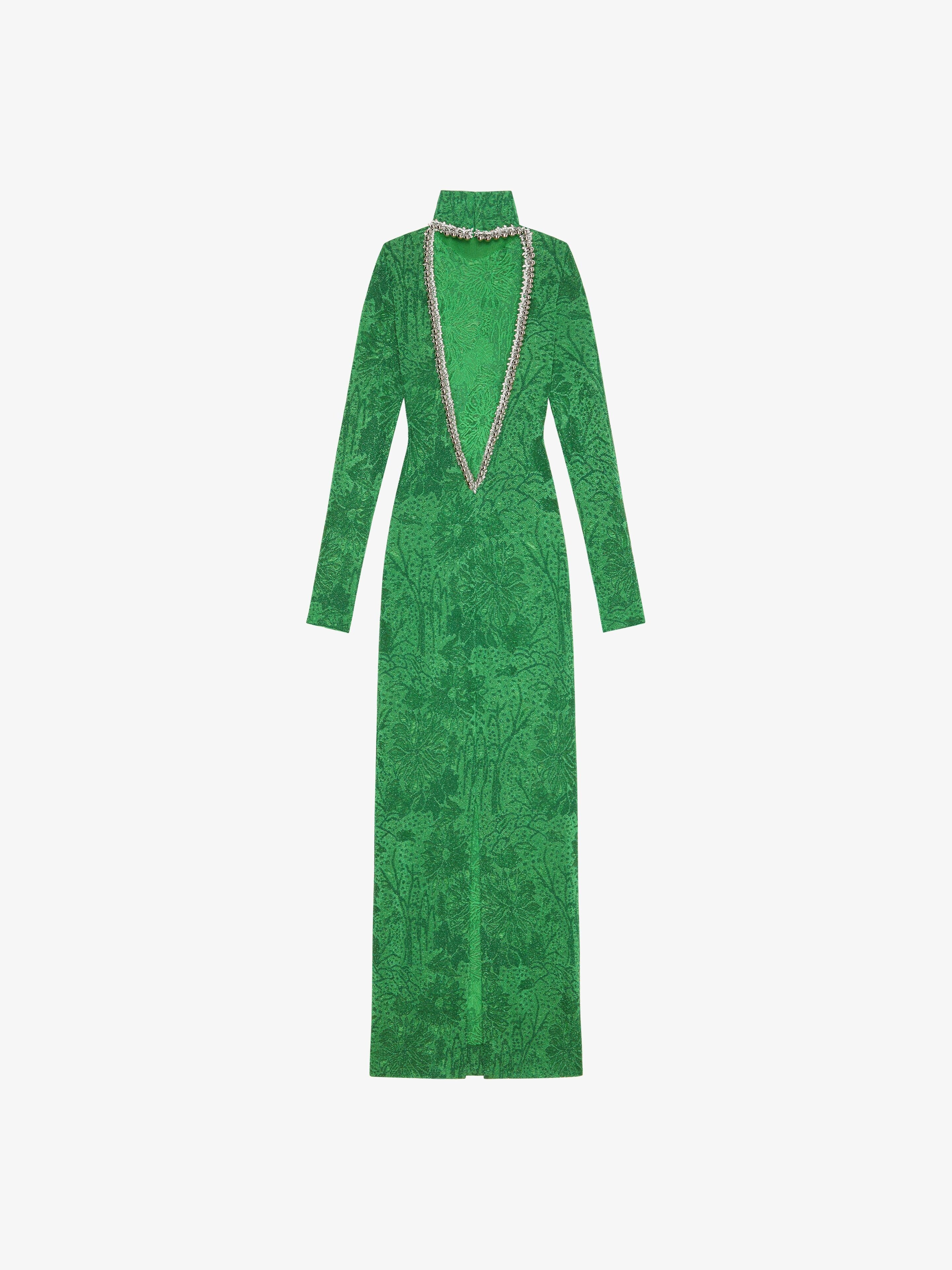 GIVENCHY WOMEN'S ABSYNTHE GREEN OPEN BACK TURTLENECK DRESS