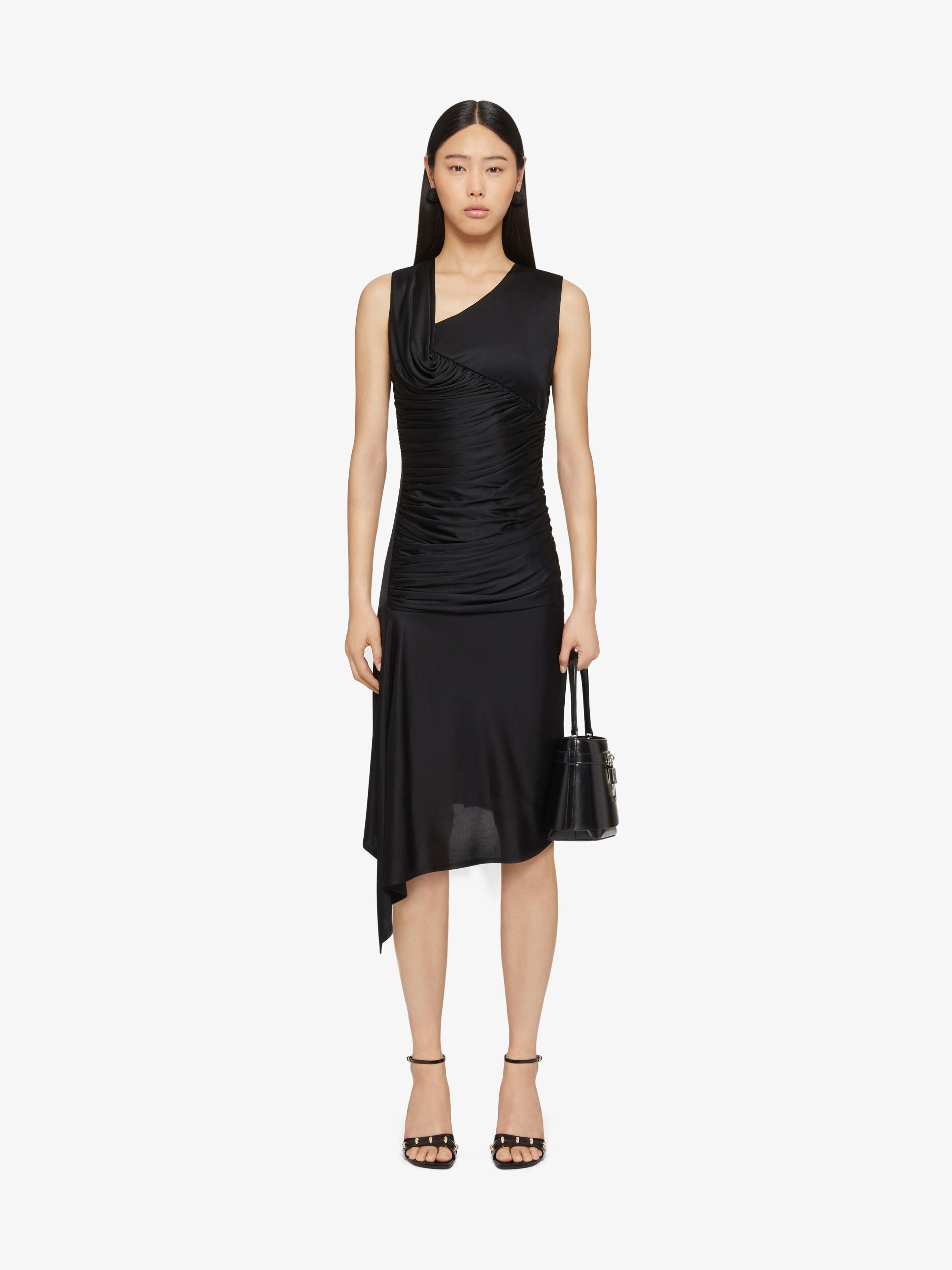 GIVENCHY WOMEN'S BLACK DRAPED MIDI DRESS