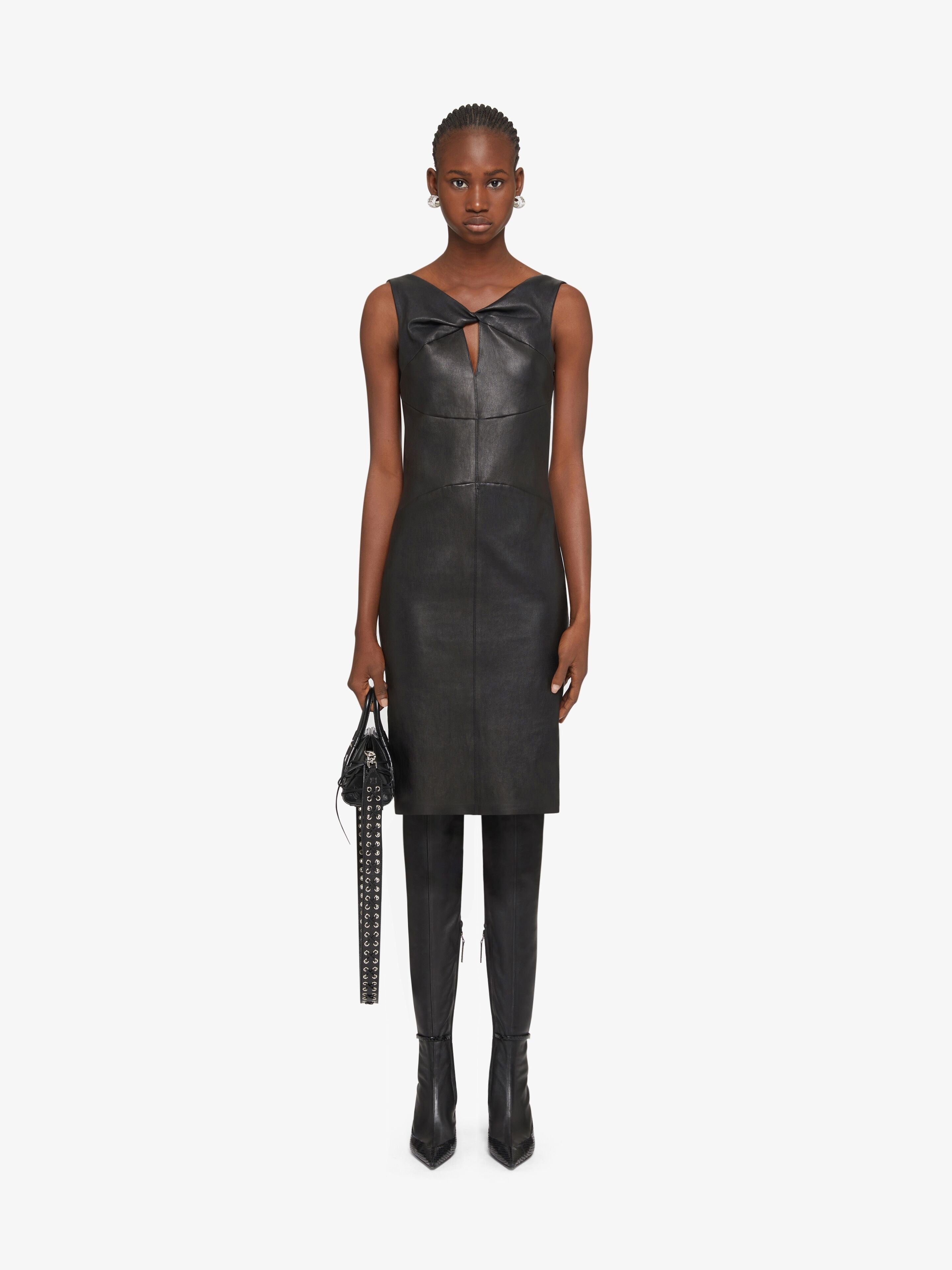 GIVENCHY WOMEN'S BLACK LEATHER TWISTED DRESS