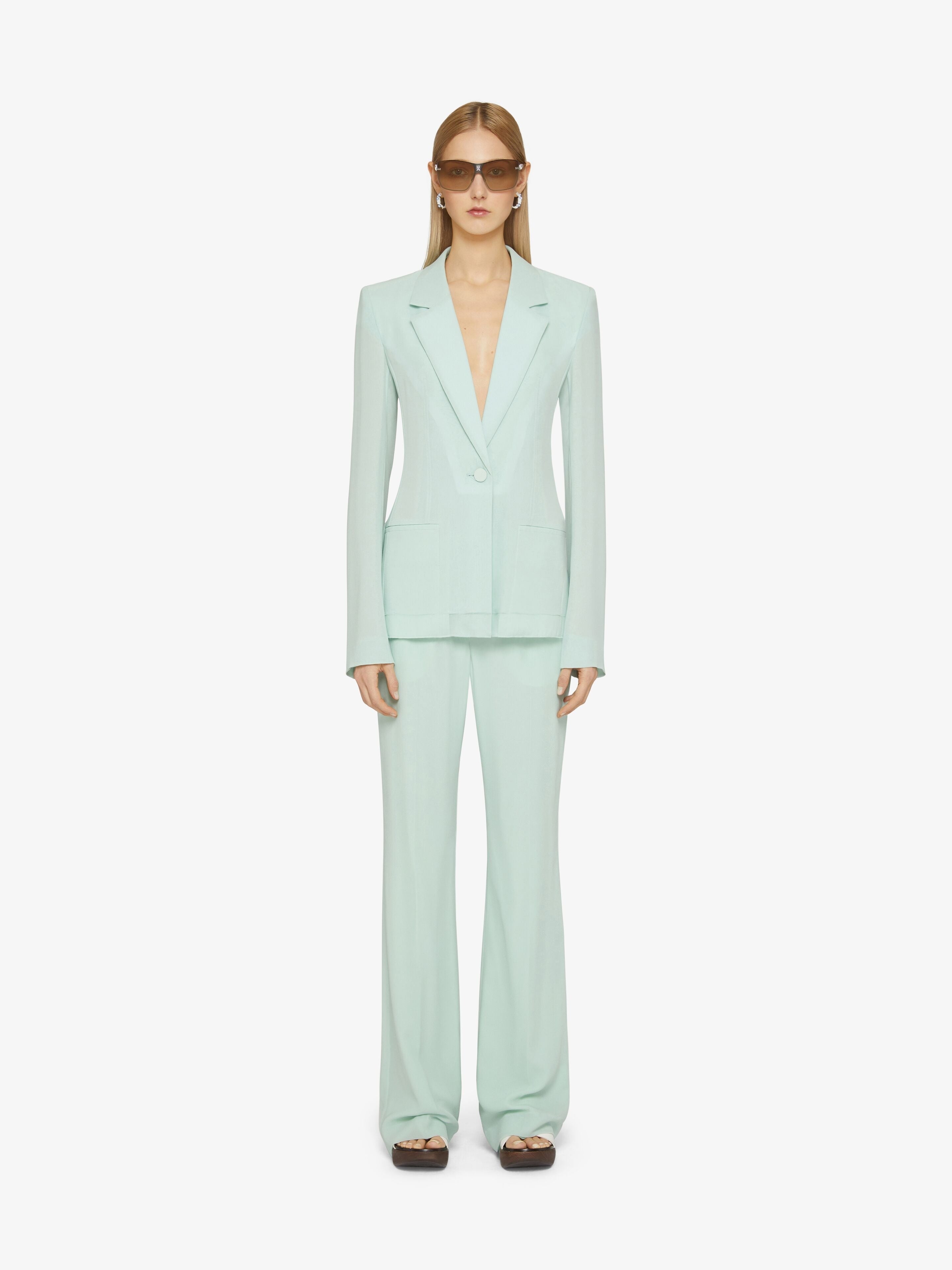 GIVENCHY WOMEN'S MINT GREEN FLARE TROUSERS