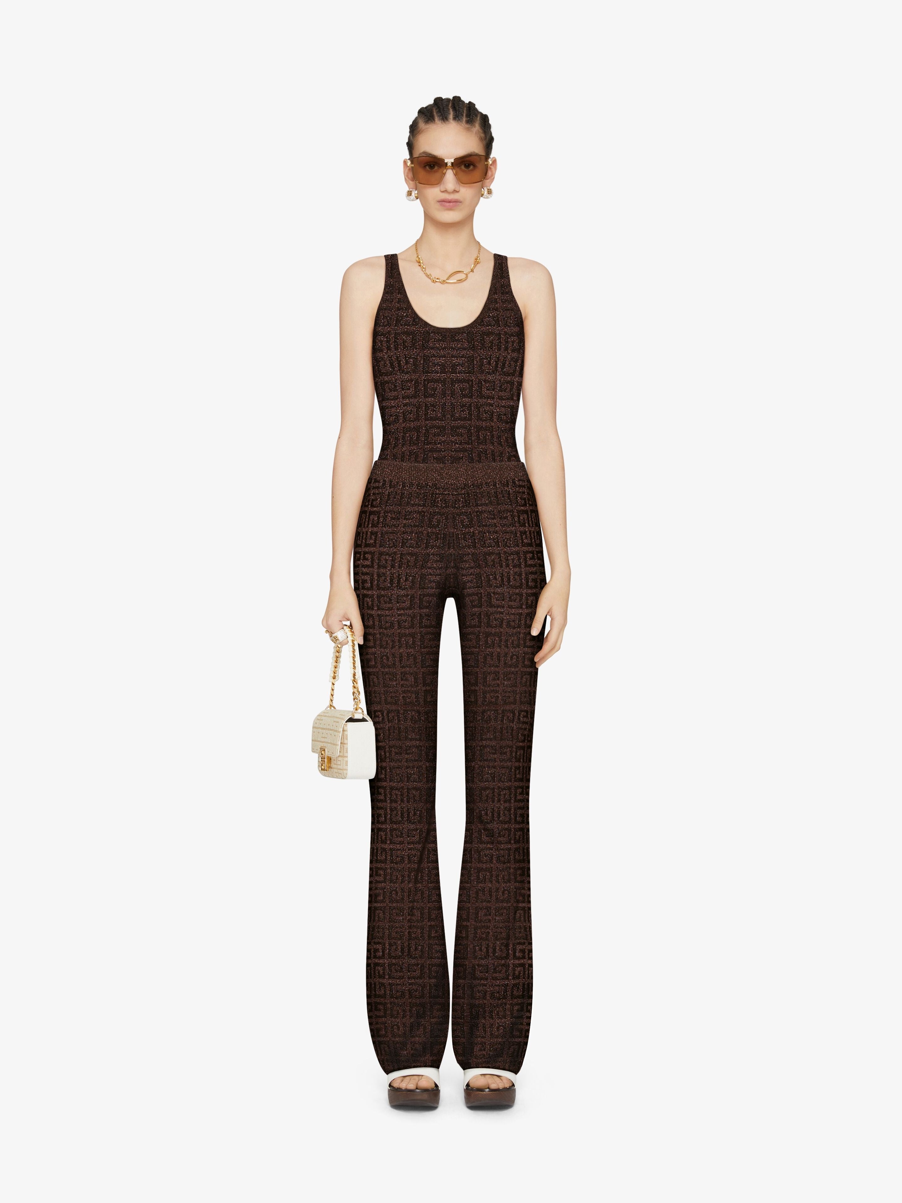 GIVENCHY WOMEN'S BRONZE WIDE-LEG PATTERNED TROUSERS