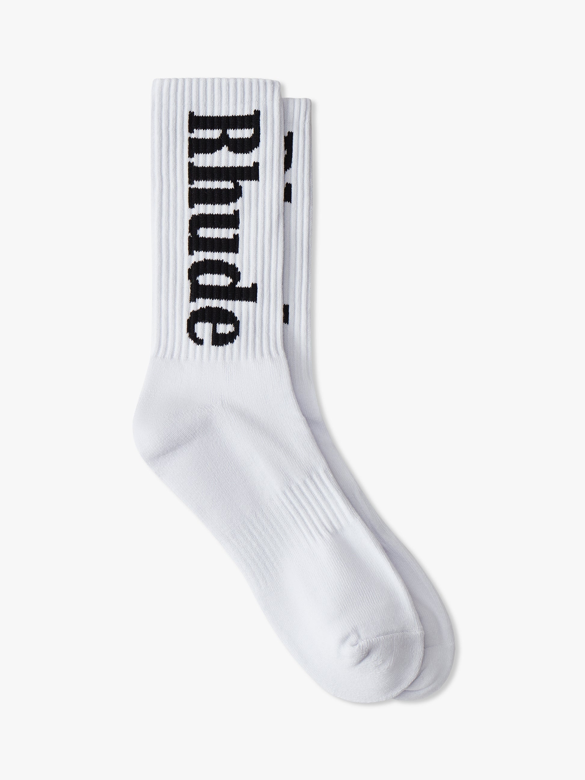 RHUDE UNISEX'S WHITE BLACK LOGO SOCKS