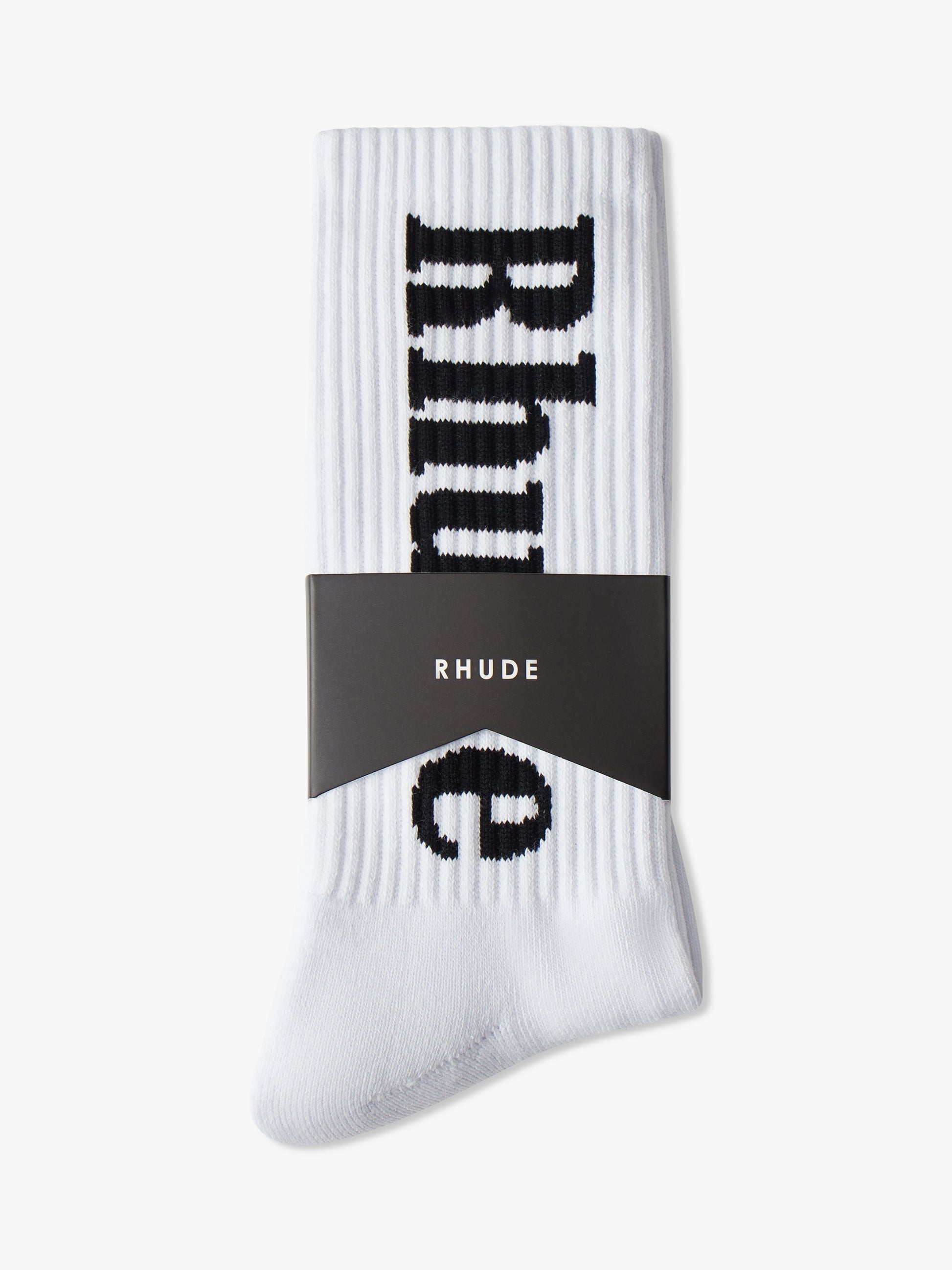 RHUDE UNISEX'S WHITE BLACK LOGO SOCKS