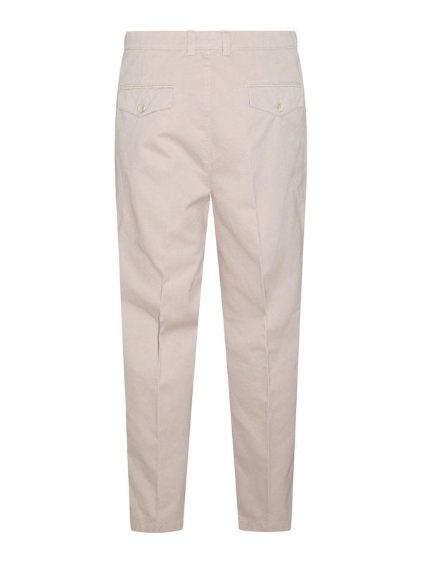 BRUNELLO CUCINELLI MEN'S BEIGE PLEATED TAILORED TROUSERS