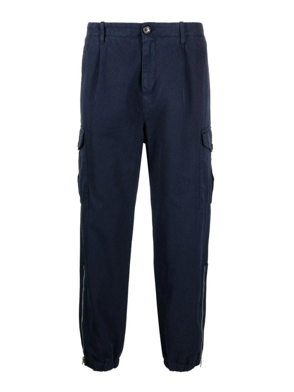 BRUNELLO CUCINELLI MEN'S NAVY CARGO PANTS WITH CUFFS