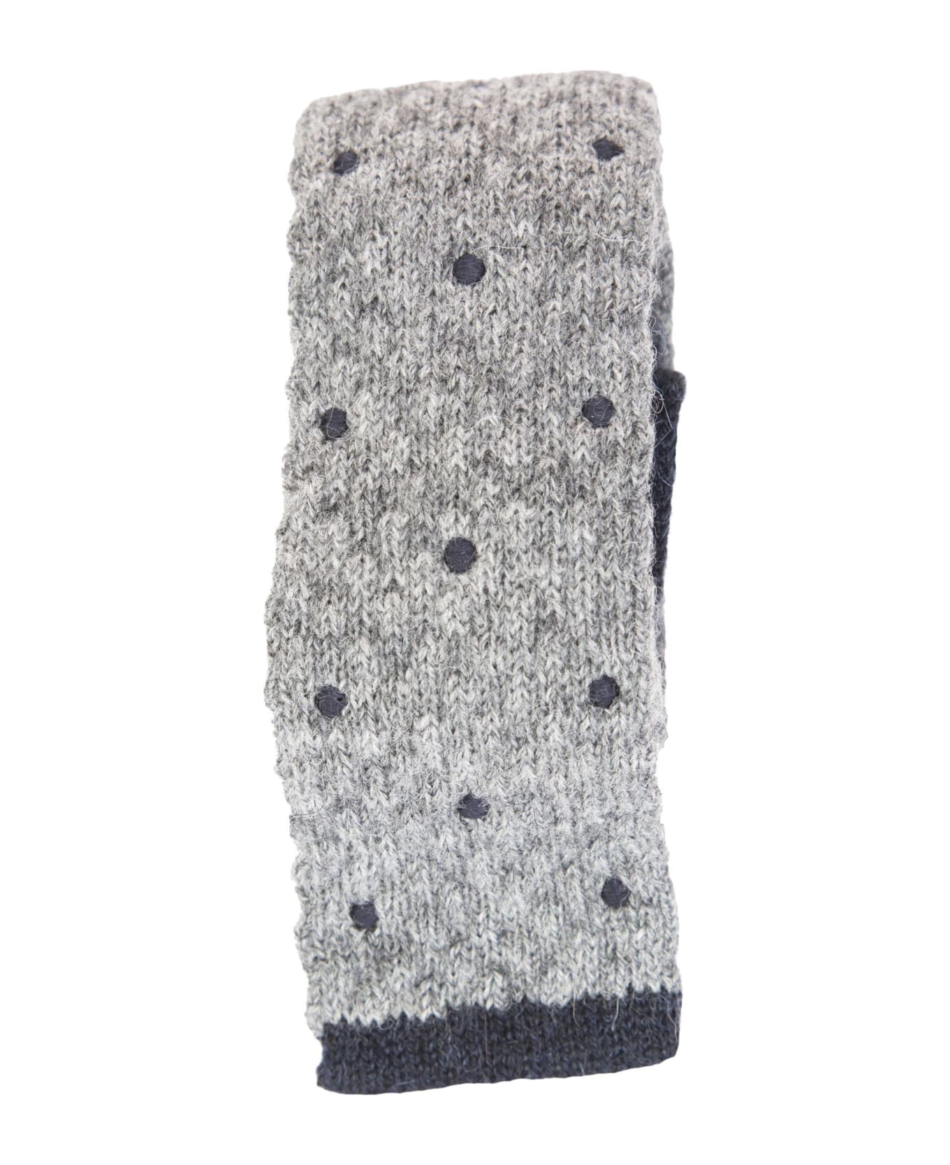 BRUNELLO CUCINELLI MEN'S GRAY POLKA DOT KNIT TIE