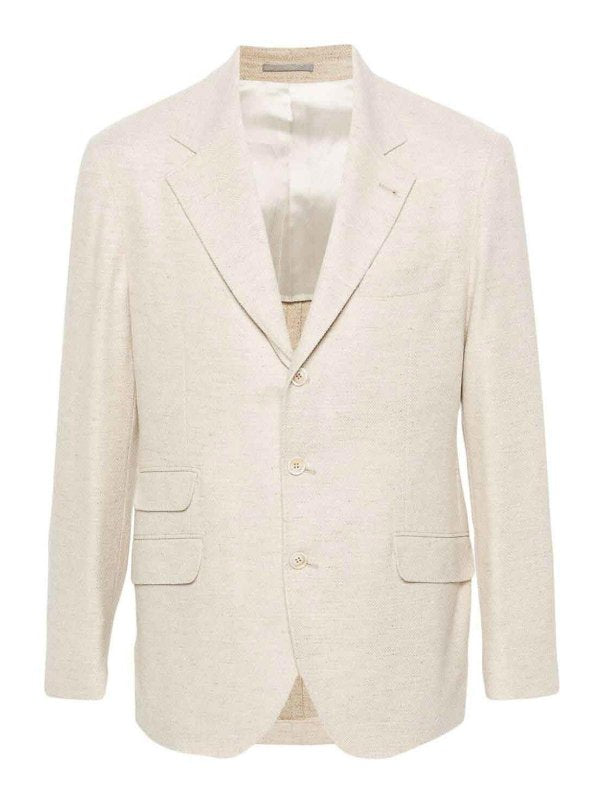 BRUNELLO CUCINELLI MEN'S BUTTER DECONSTRUCTED BLAZER